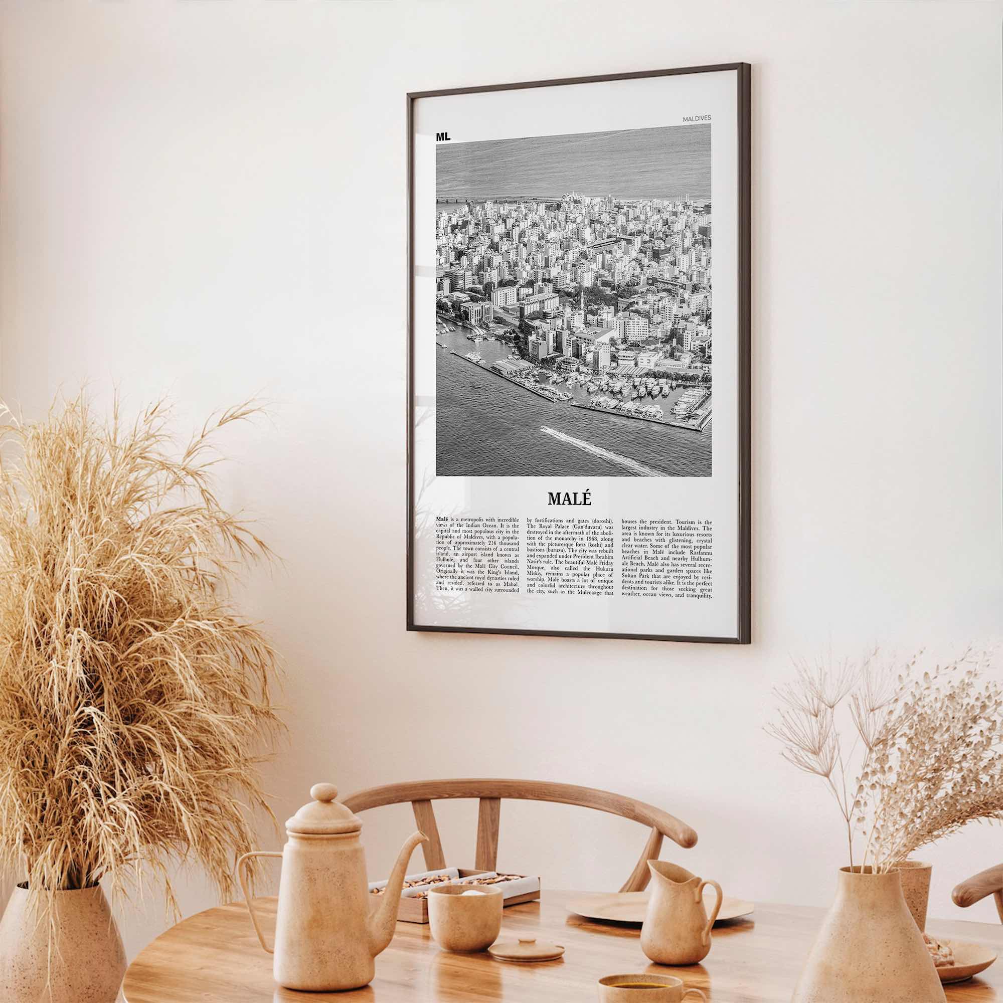 Male Print Black and White, Malé Wall Art, Malé Poster, Malé Photo, Malé Wall Décor, Maldives, Mahal