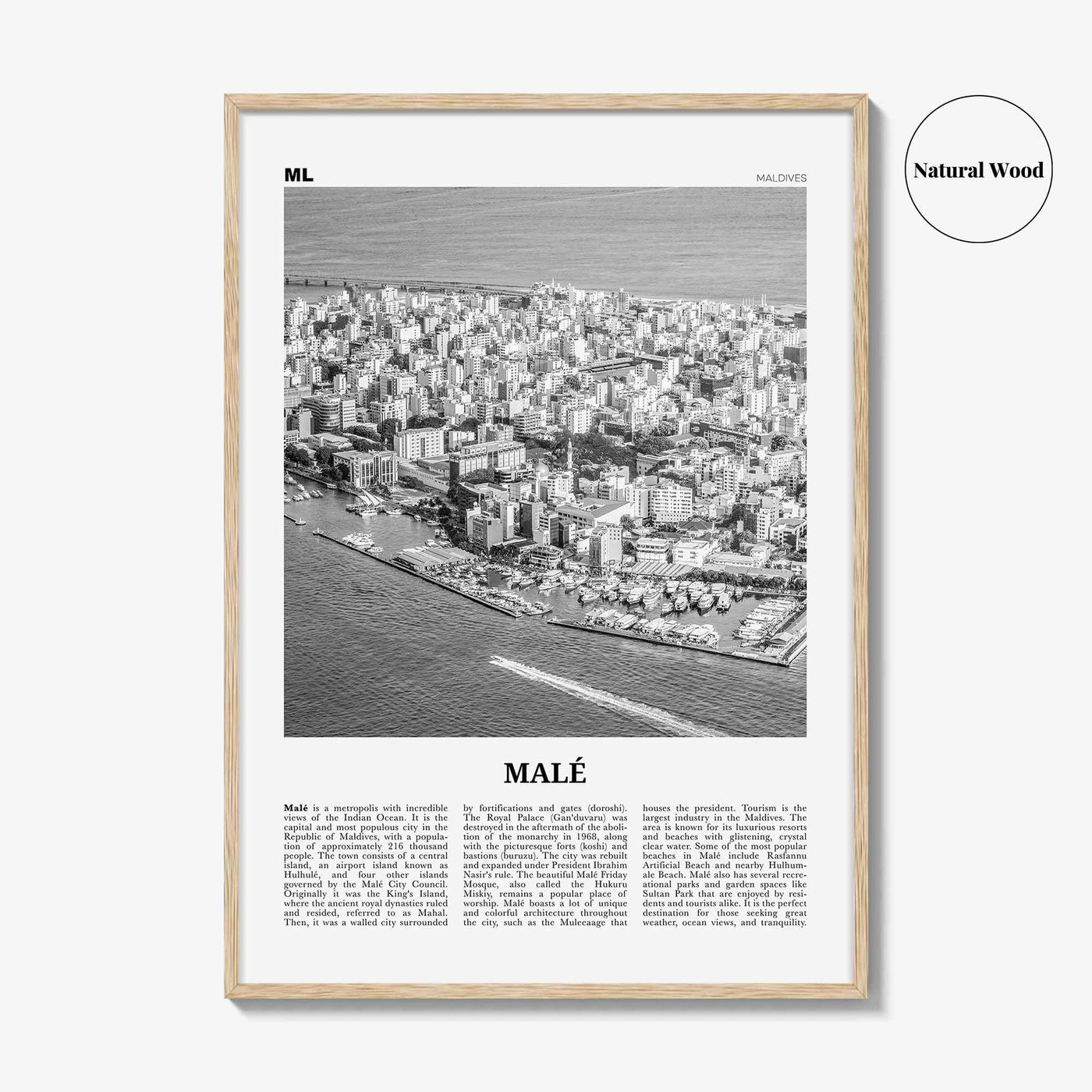 Male Print Black and White, Malé Wall Art, Malé Poster, Malé Photo, Malé Wall Décor, Maldives, Mahal