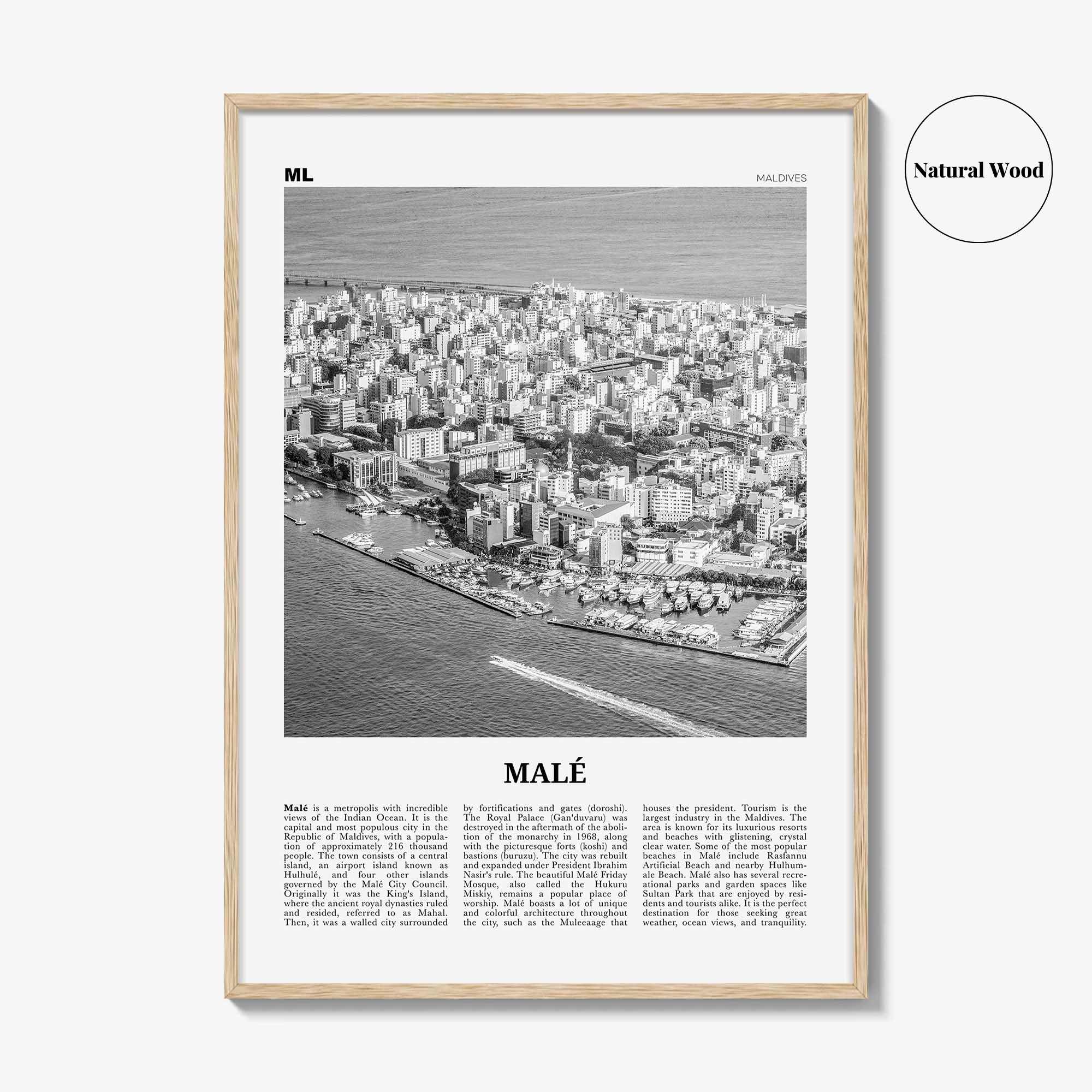 Male Print Black and White, Malé Wall Art, Malé Poster, Malé Photo, Malé Wall Décor, Maldives, Mahal