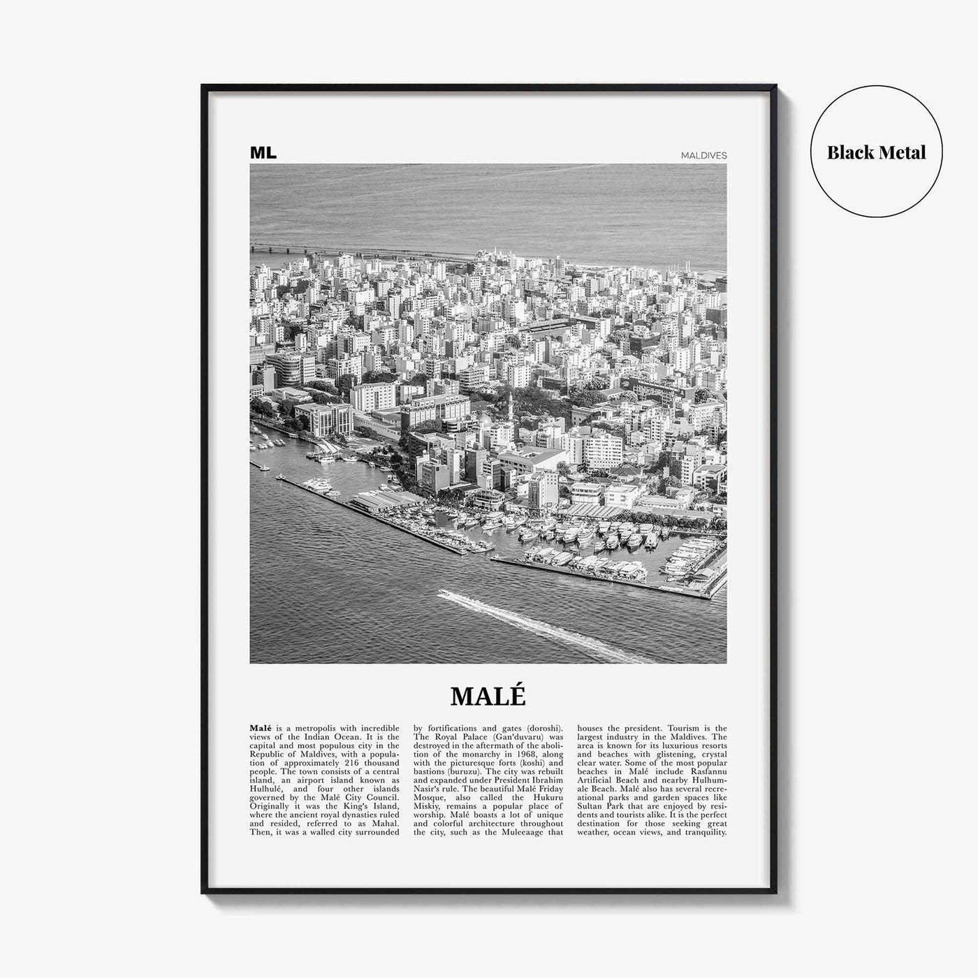 Male Print Black and White, Malé Wall Art, Malé Poster, Malé Photo, Malé Wall Décor, Maldives, Mahal