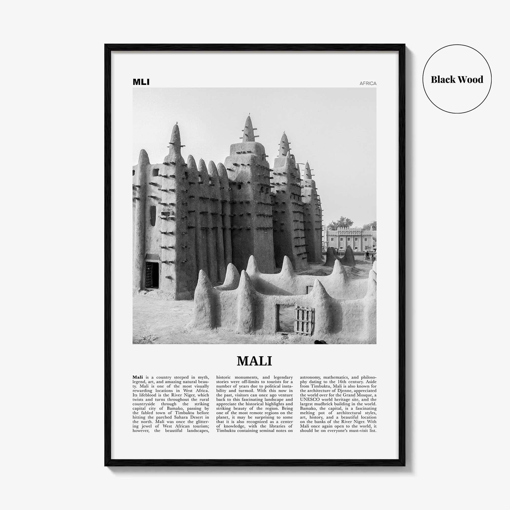 Mali Print Black and White, Mali Wall Art, Mali Poster, Mali Photo, Mali Wall Decor, Country Art Print, Africa, Bamako