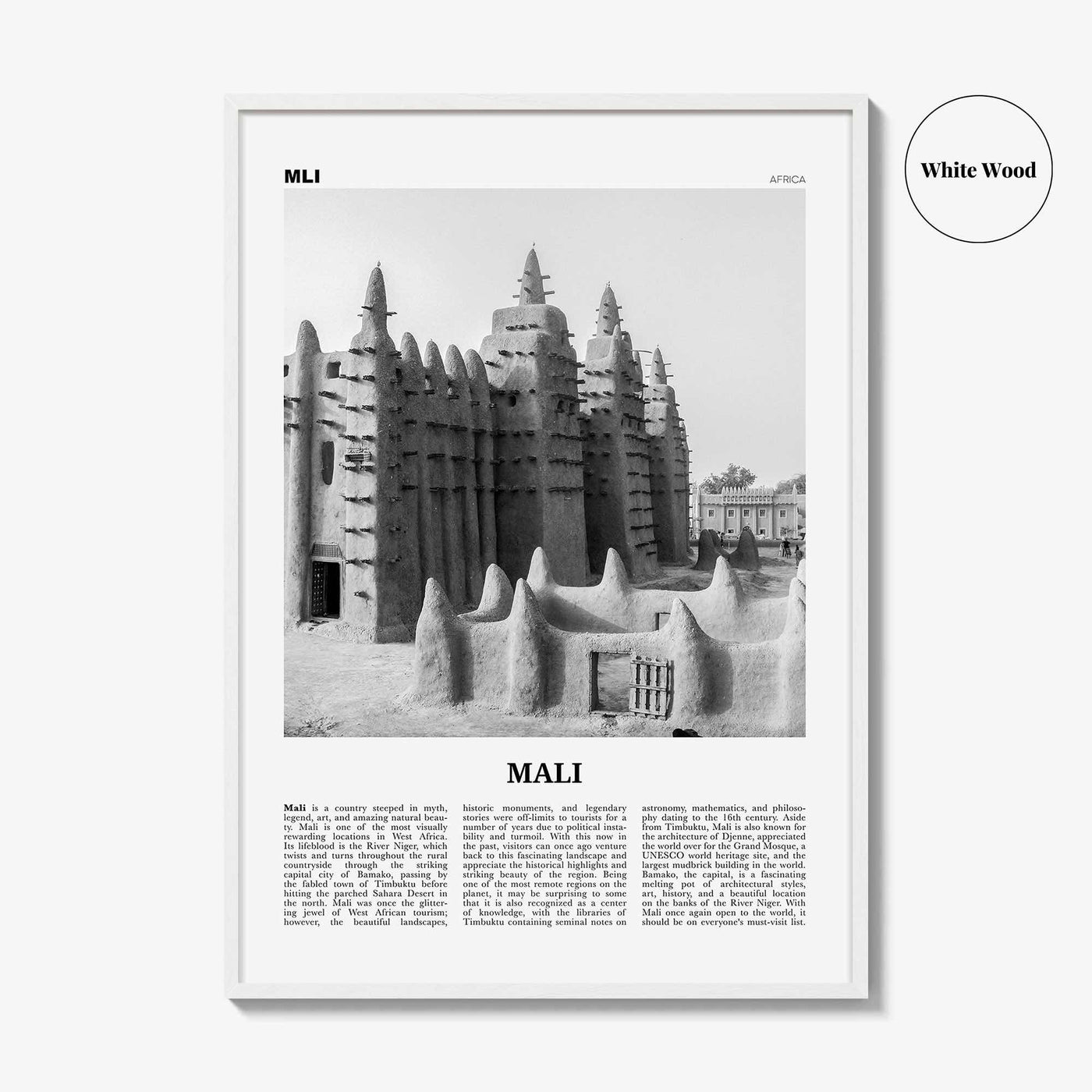 Mali Print Black and White, Mali Wall Art, Mali Poster, Mali Photo, Mali Wall Decor, Country Art Print, Africa, Bamako