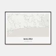 Malibu Map Landscape Poster