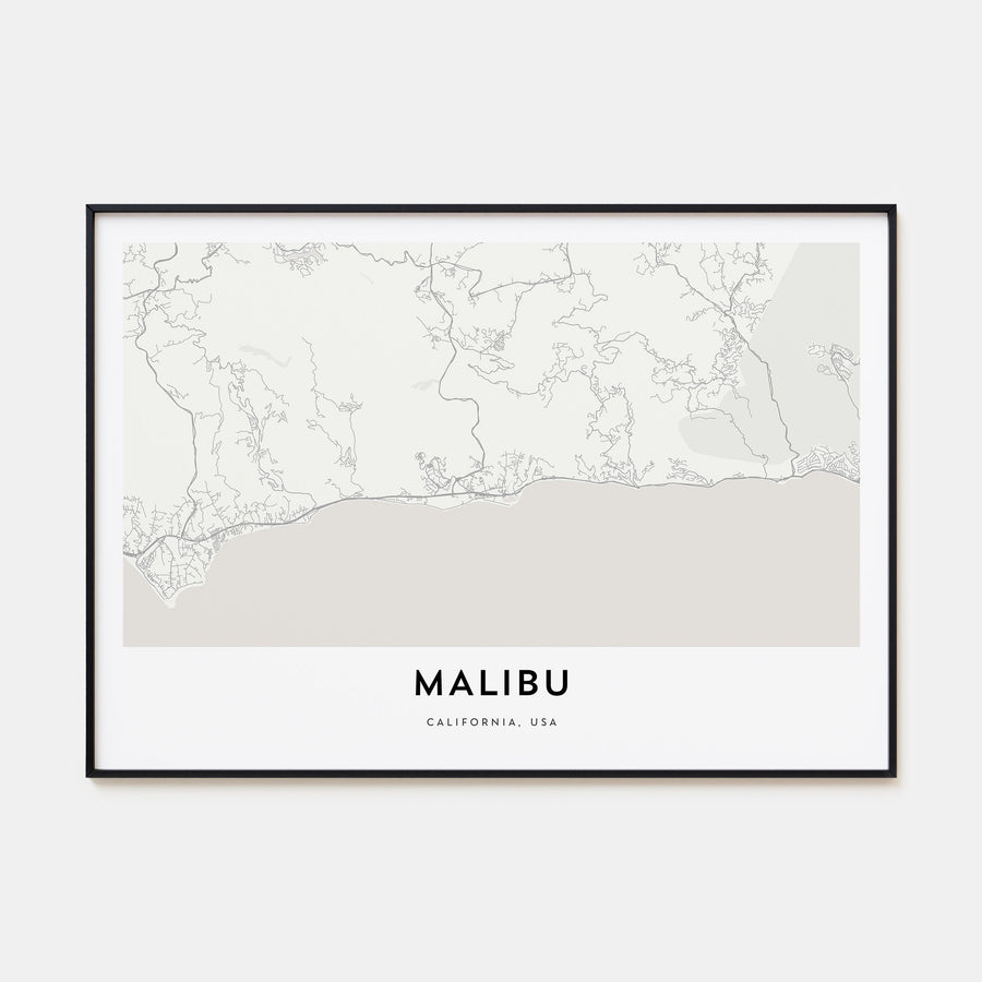 Malibu Map Landscape Poster
