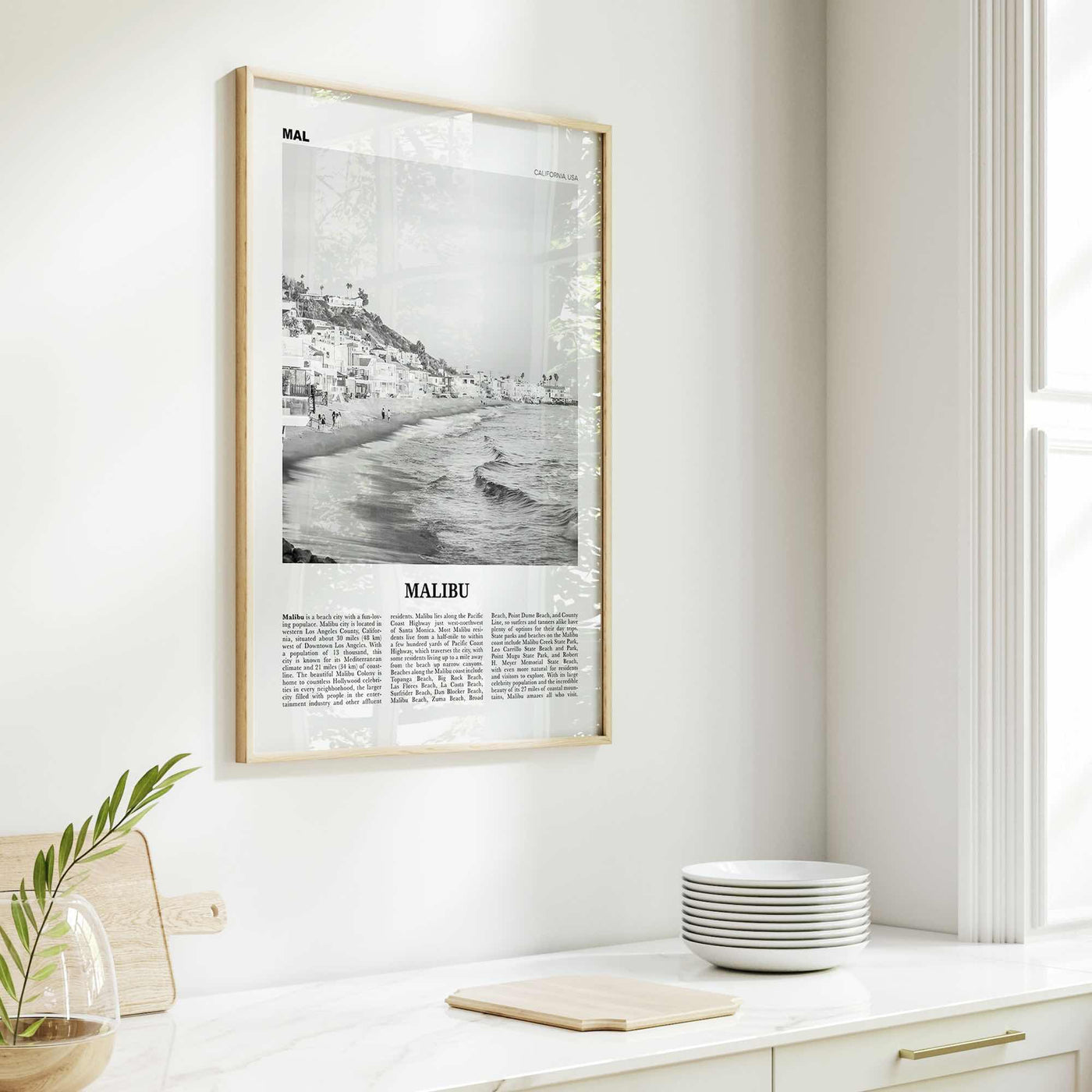 Malibu Print Black and White No 1, Malibu Wall Art, Malibu Poster, Malibu Photo, Malibu Wall Decor, California, USA, United States