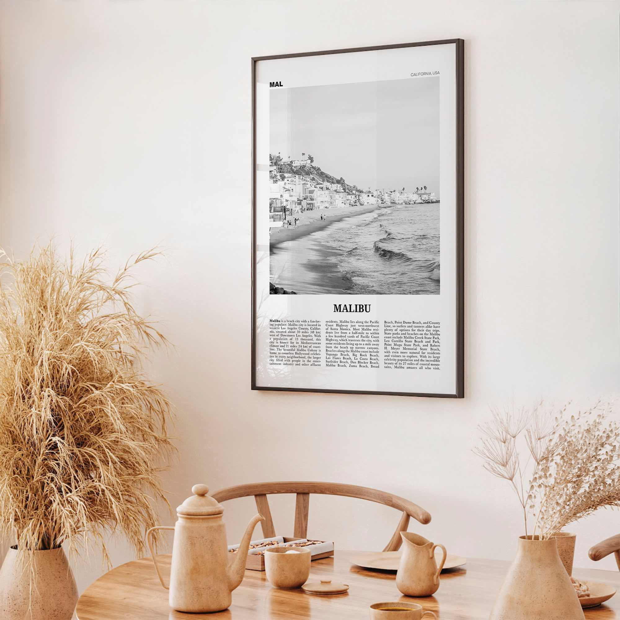 Malibu Print Black and White No 1, Malibu Wall Art, Malibu Poster, Malibu Photo, Malibu Wall Decor, California, USA, United States