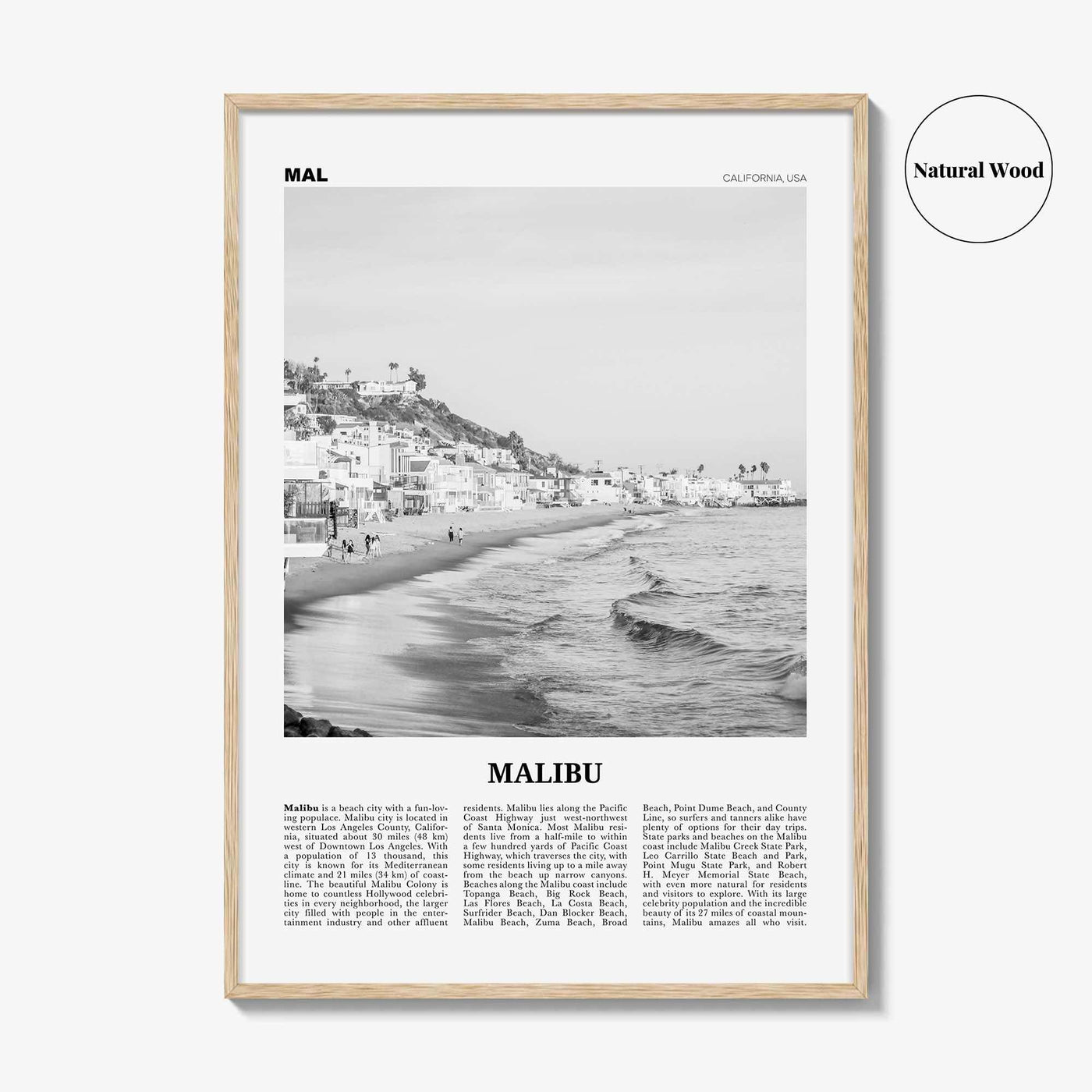 Malibu Print Black and White No 1, Malibu Wall Art, Malibu Poster, Malibu Photo, Malibu Wall Decor, California, USA, United States