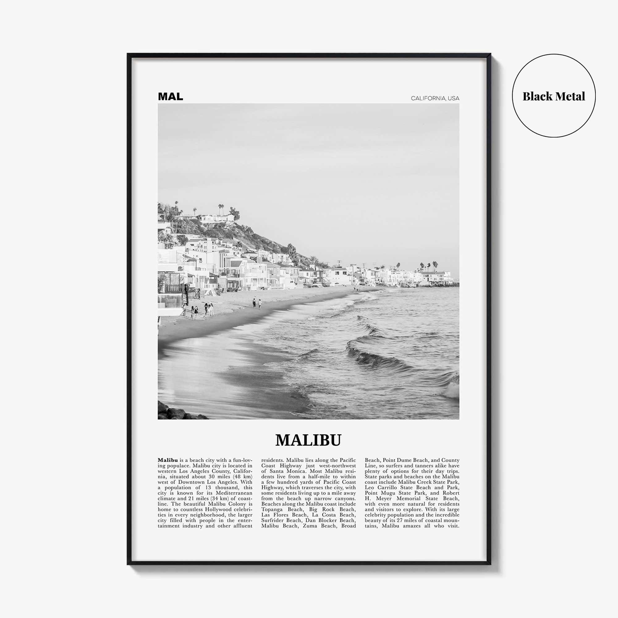 Malibu Print Black and White No 1, Malibu Wall Art, Malibu Poster, Malibu Photo, Malibu Wall Decor, California, USA, United States