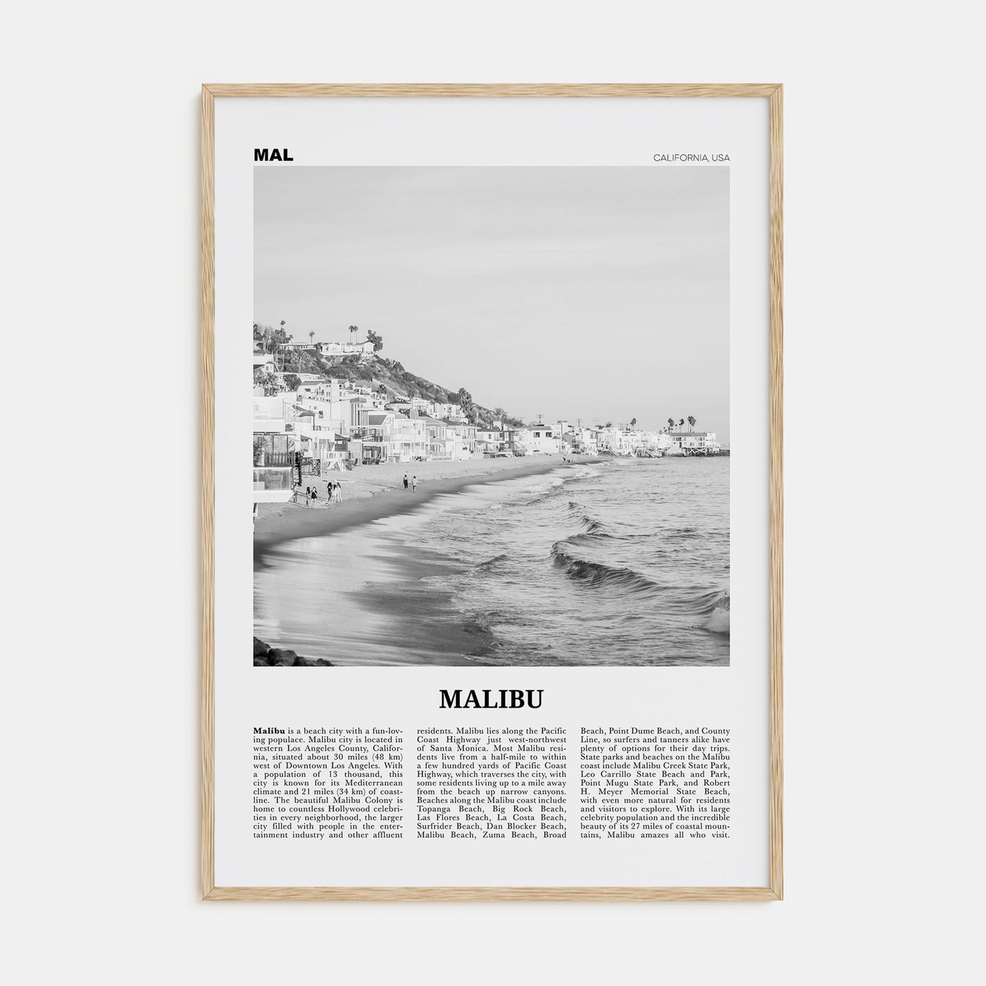 Malibu Travel B&W No 1 Poster