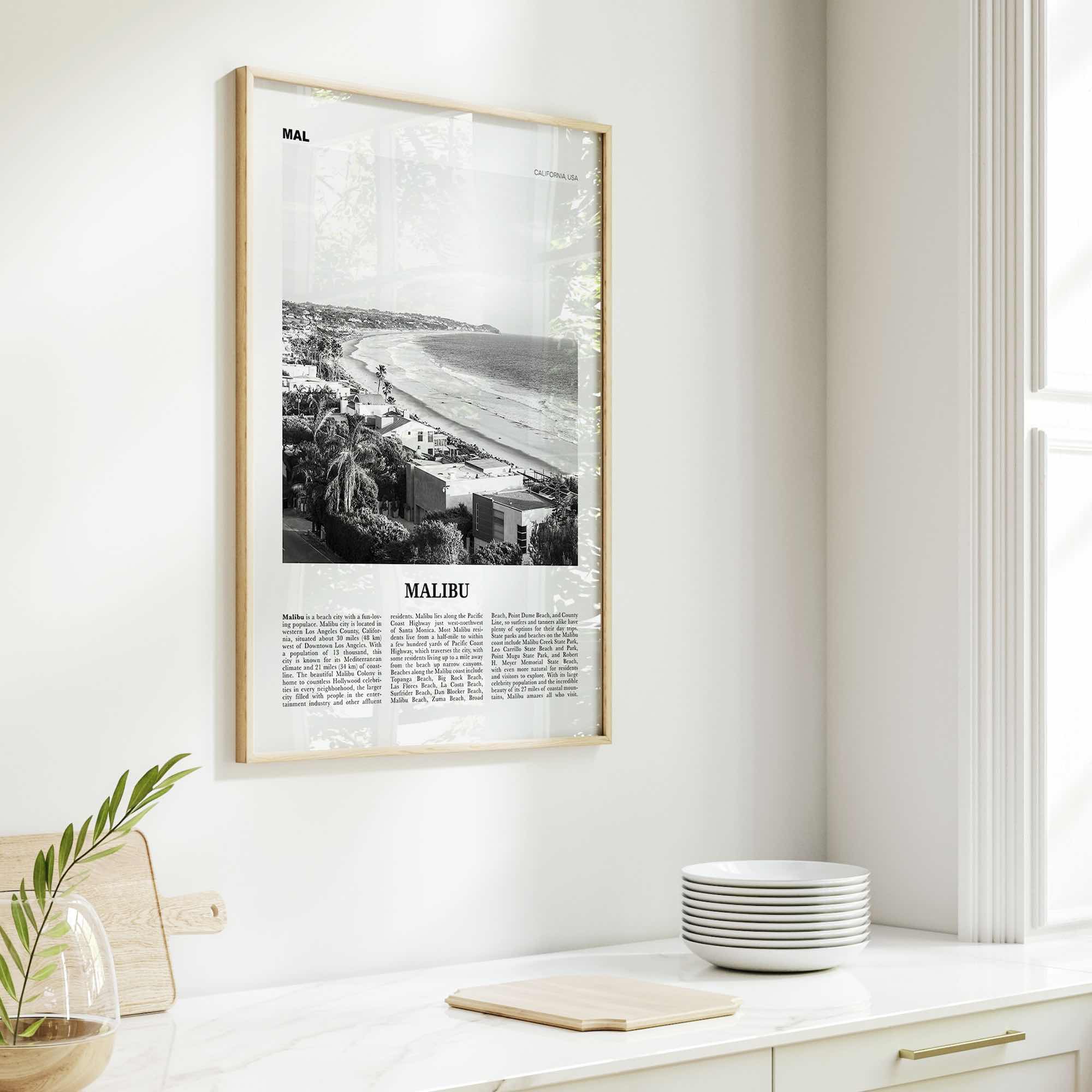 Malibu Print Black and White No 2, Malibu Wall Art, Malibu Poster, Malibu Photo, Malibu Wall Decor, California, USA, United States