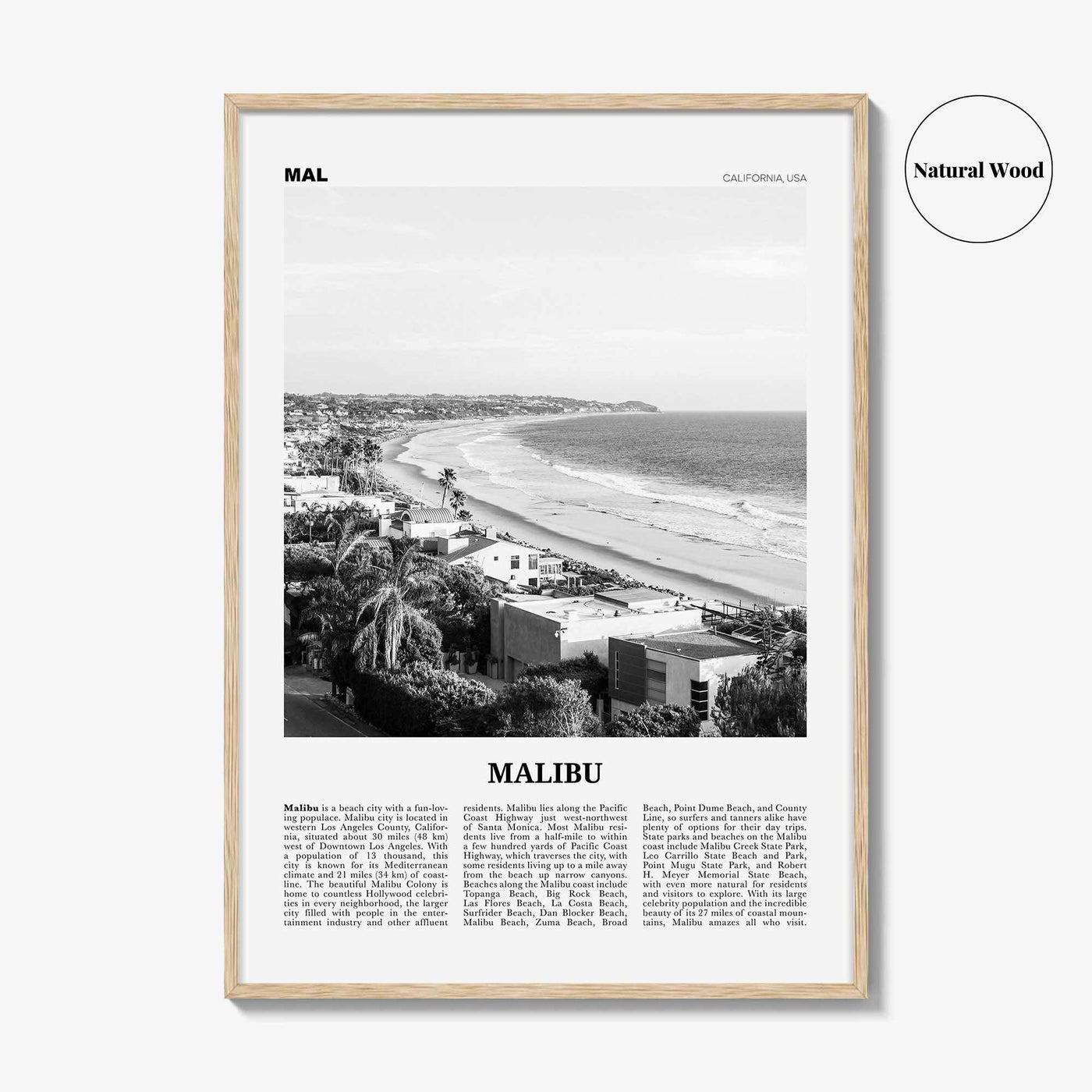 Malibu Print Black and White No 2, Malibu Wall Art, Malibu Poster, Malibu Photo, Malibu Wall Decor, California, USA, United States