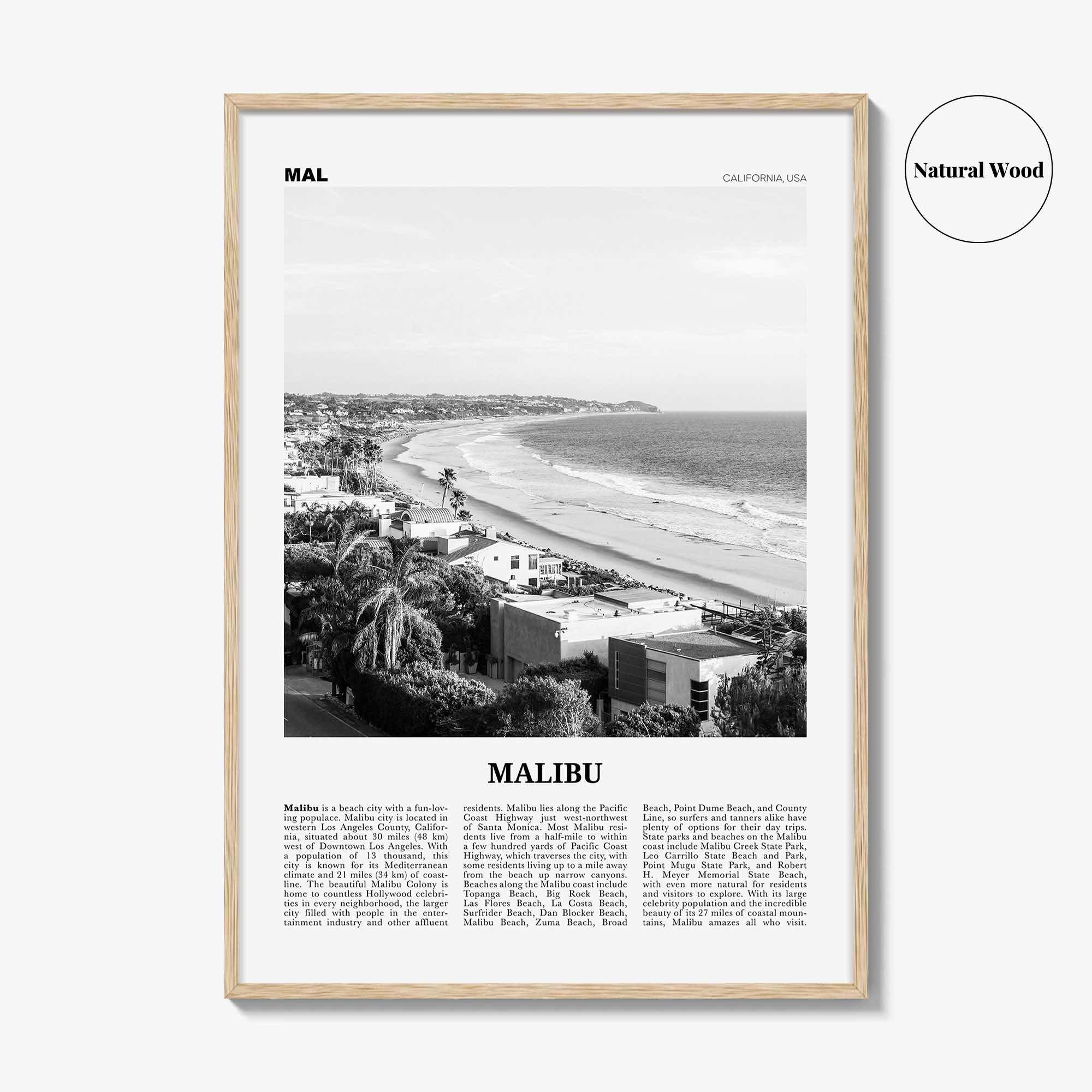 Malibu Print Black and White No 2, Malibu Wall Art, Malibu Poster, Malibu Photo, Malibu Wall Decor, California, USA, United States