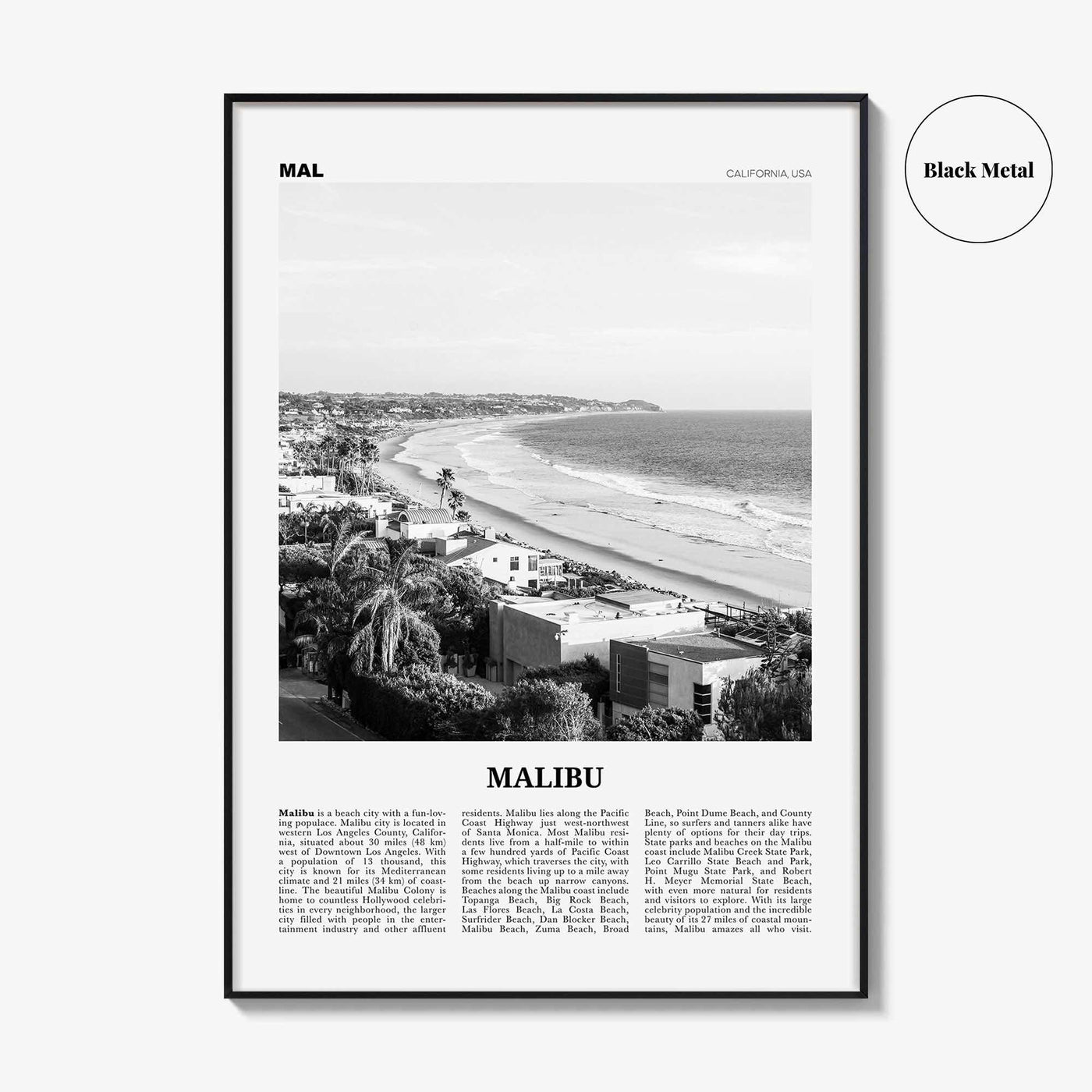 Malibu Print Black and White No 2, Malibu Wall Art, Malibu Poster, Malibu Photo, Malibu Wall Decor, California, USA, United States
