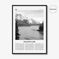 Maligne Lake Print Black and White, Maligne Lake Wall Art, Maligne Lake Poster, Maligne Lake Photo, Maligne Lake Décor, Maligne Lake Map