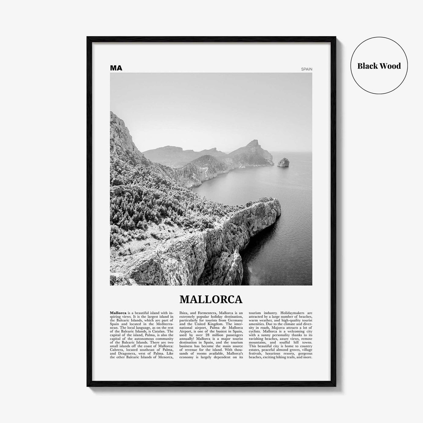 Mallorca Print Black and White No 1, Mallorca Wall Art, Mallorca Poster, Mallorca Photo, Spain, Majorca, Balearic Islands, Palma, España