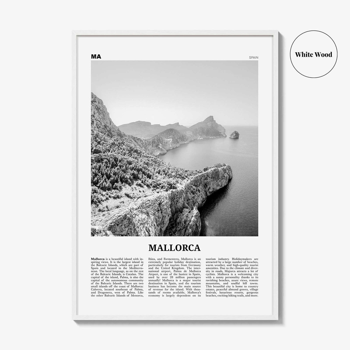 Mallorca Print Black and White No 1, Mallorca Wall Art, Mallorca Poster, Mallorca Photo, Spain, Majorca, Balearic Islands, Palma, España