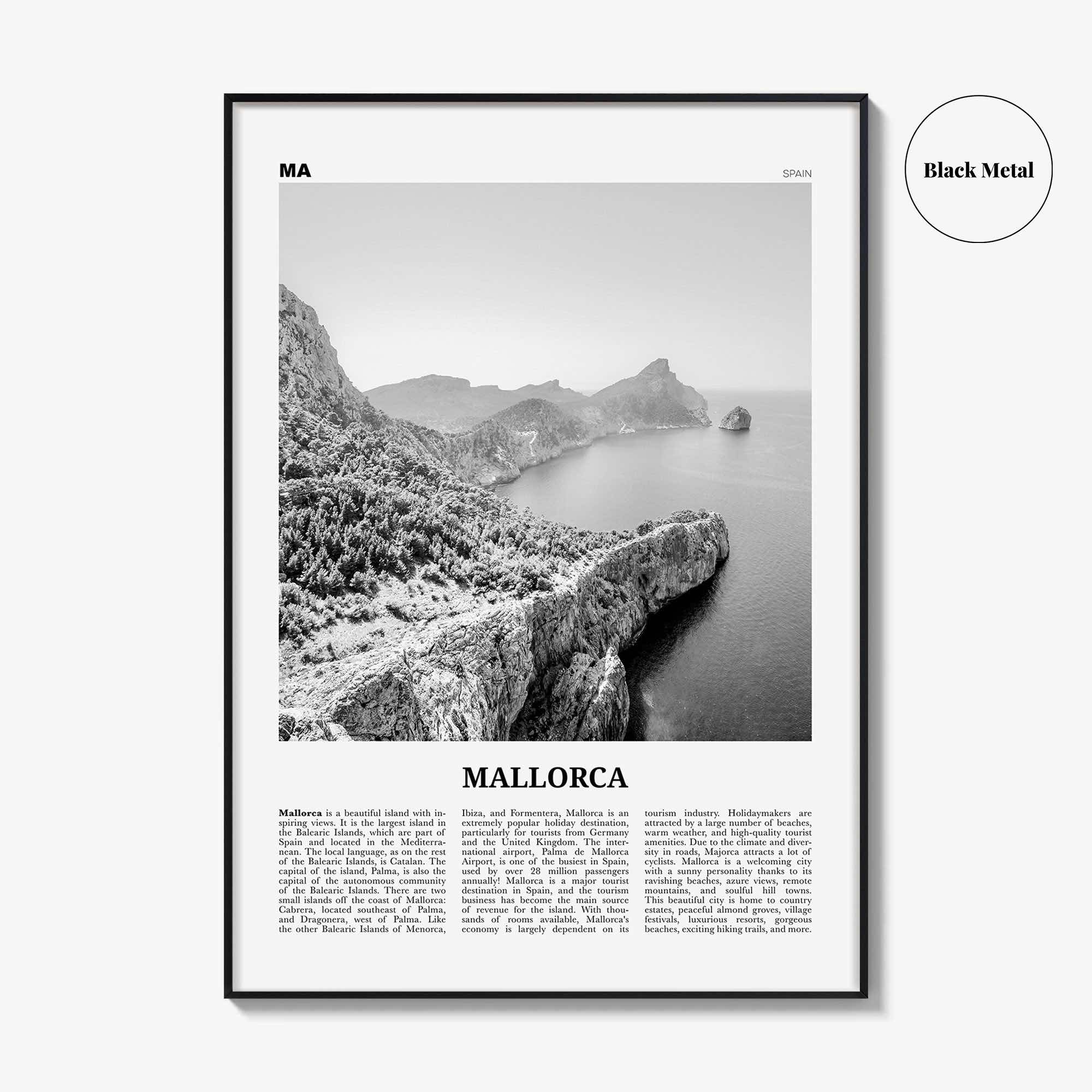 Mallorca Print Black and White No 1, Mallorca Wall Art, Mallorca Poster, Mallorca Photo, Spain, Majorca, Balearic Islands, Palma, España