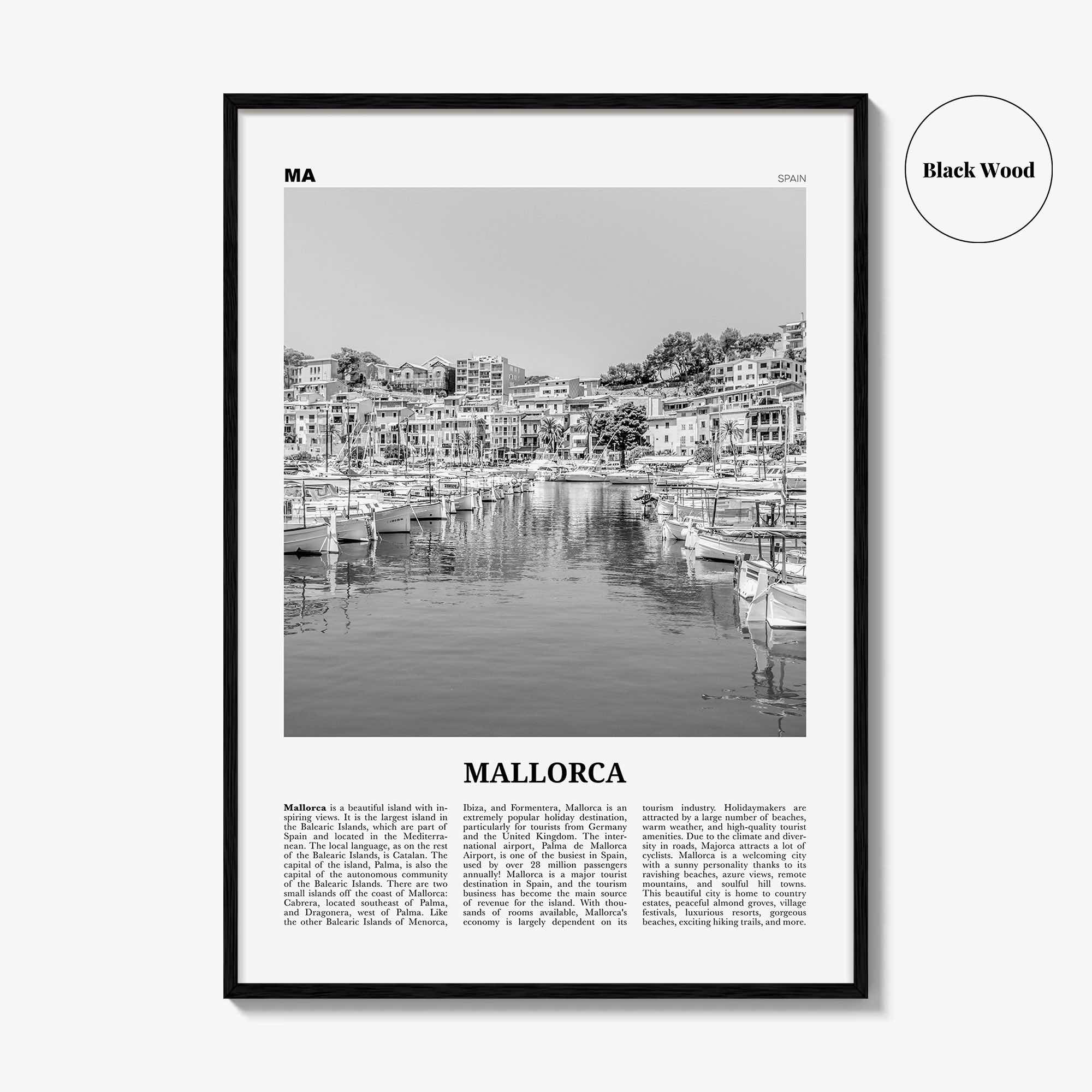 Mallorca Print Black and White No 2, Mallorca Wall Art, Mallorca Poster, Mallorca Photo, Spain, Majorca, Balearic Islands, Palma, España