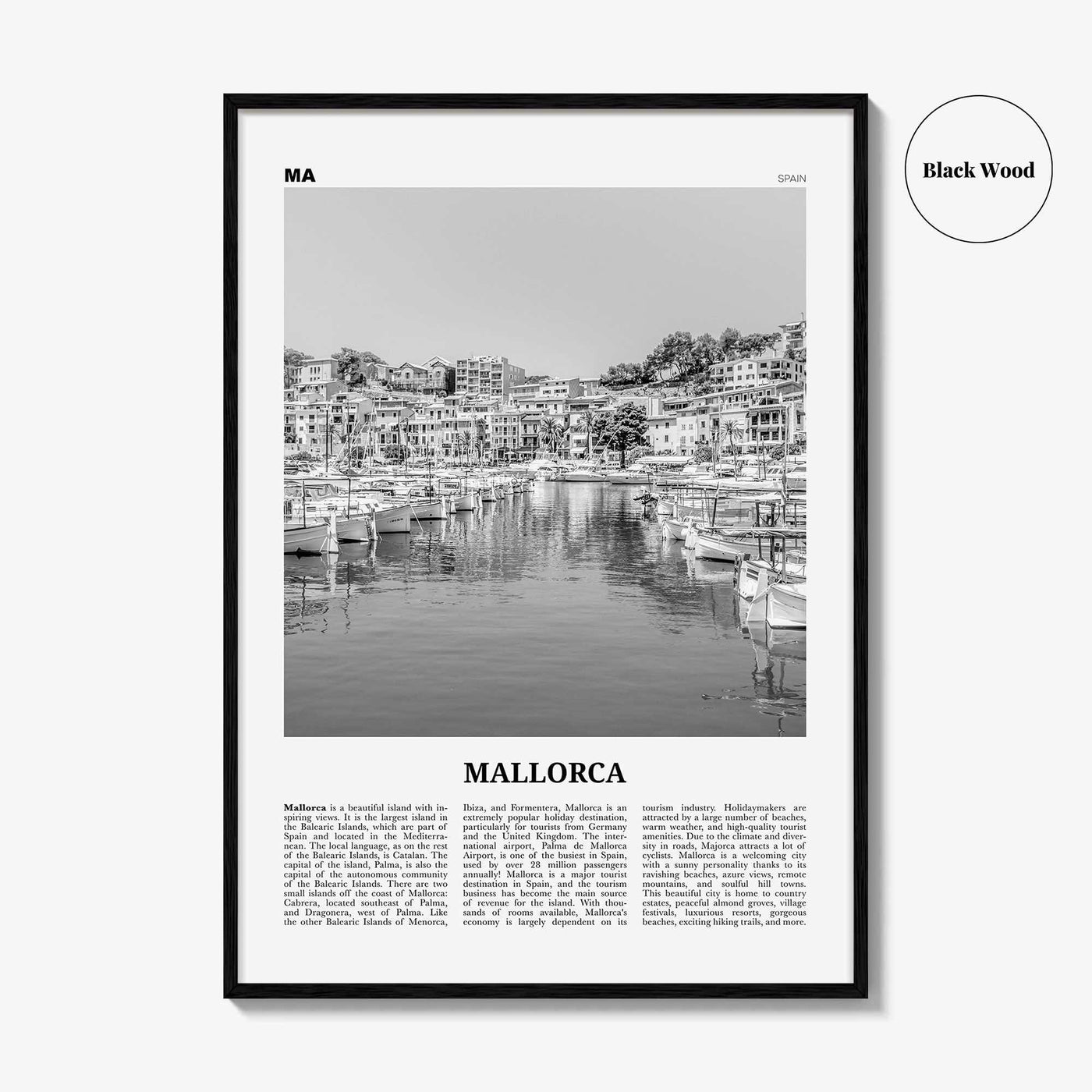 Mallorca Print Black and White No 2, Mallorca Wall Art, Mallorca Poster, Mallorca Photo, Spain, Majorca, Balearic Islands, Palma, España