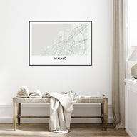 Malmö Map Landscape Poster