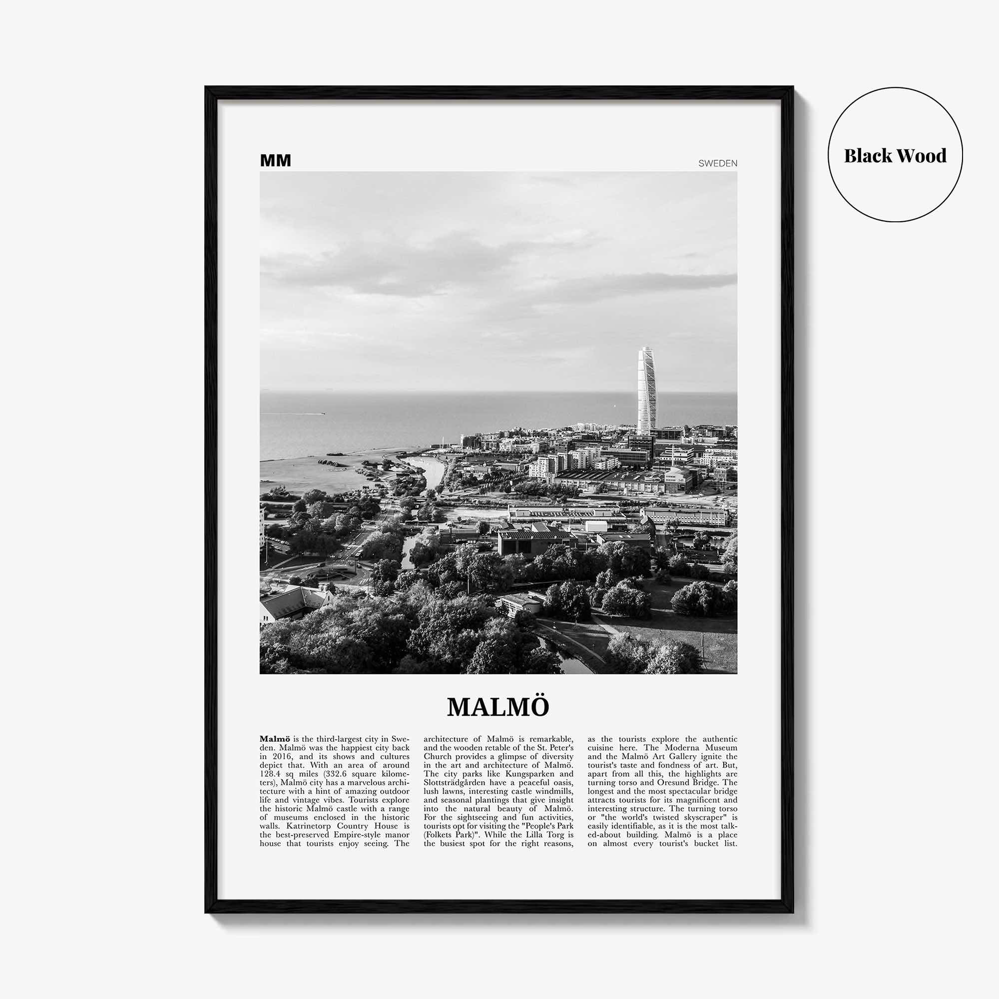 Malmo Print Black and White, Malmö Wall Art, Malmö Poster, Malmö Photo, Malmö Wall Décor, Malmö Map, Sweden