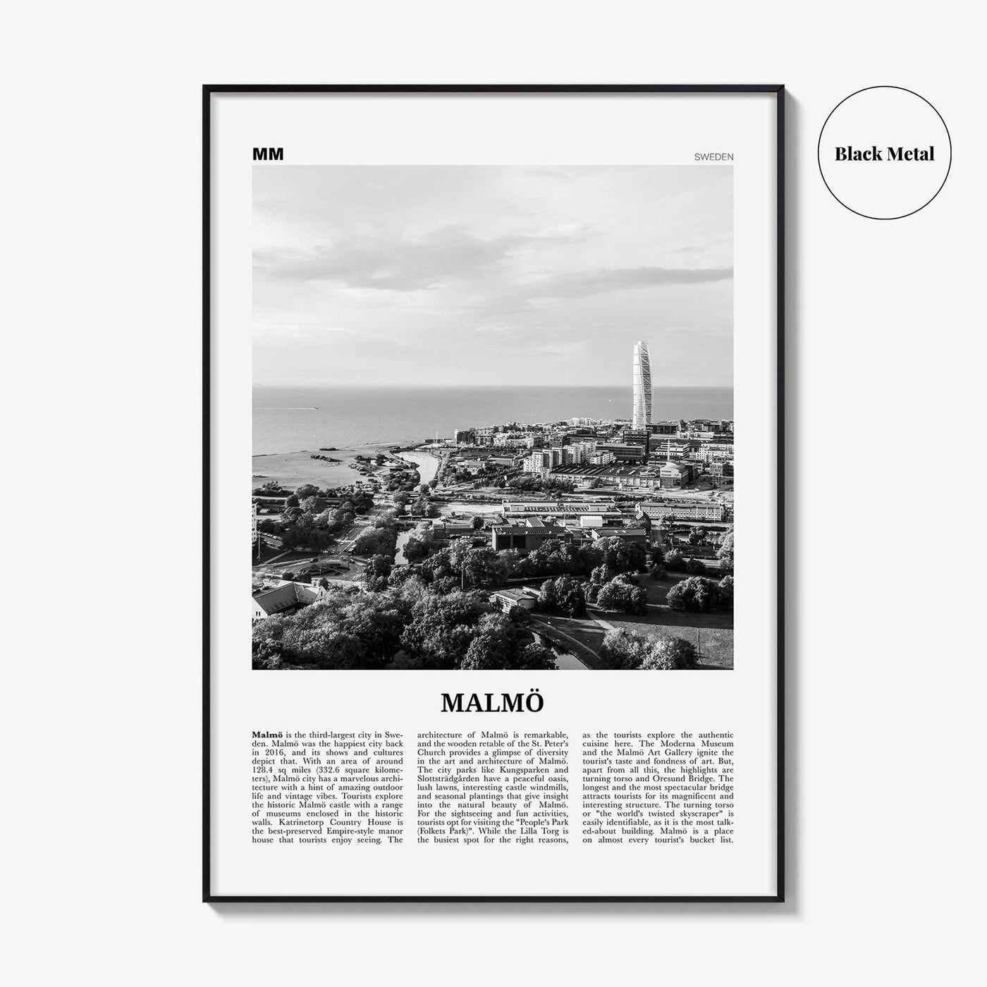 Malmo Print Black and White, Malmö Wall Art, Malmö Poster, Malmö Photo, Malmö Wall Décor, Malmö Map, Sweden