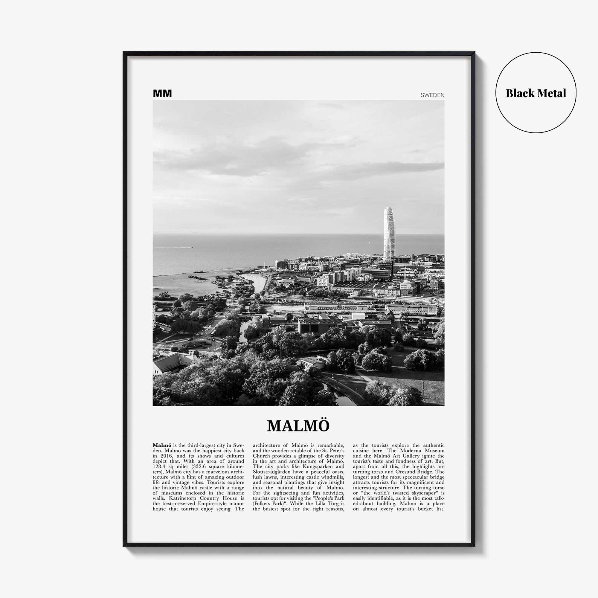 Malmo Print Black and White, Malmö Wall Art, Malmö Poster, Malmö Photo, Malmö Wall Décor, Malmö Map, Sweden
