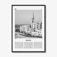 Malta Print Black and White, Malta Wall Art, Malta Poster, Malta Photo, Malta Wall Decor, Valletta, Birkirkara, Europe