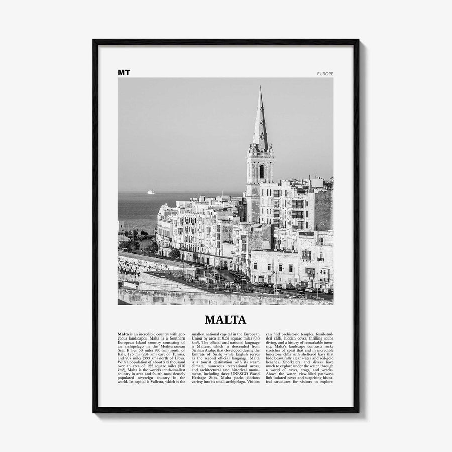 Malta Print Black and White, Malta Wall Art, Malta Poster, Malta Photo, Malta Wall Decor, Valletta, Birkirkara, Europe