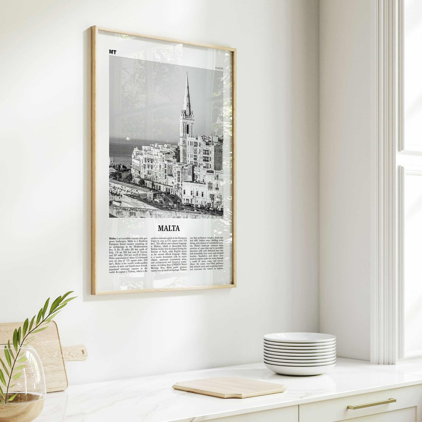 Malta Print Black and White, Malta Wall Art, Malta Poster, Malta Photo, Malta Wall Decor, Valletta, Birkirkara, Europe