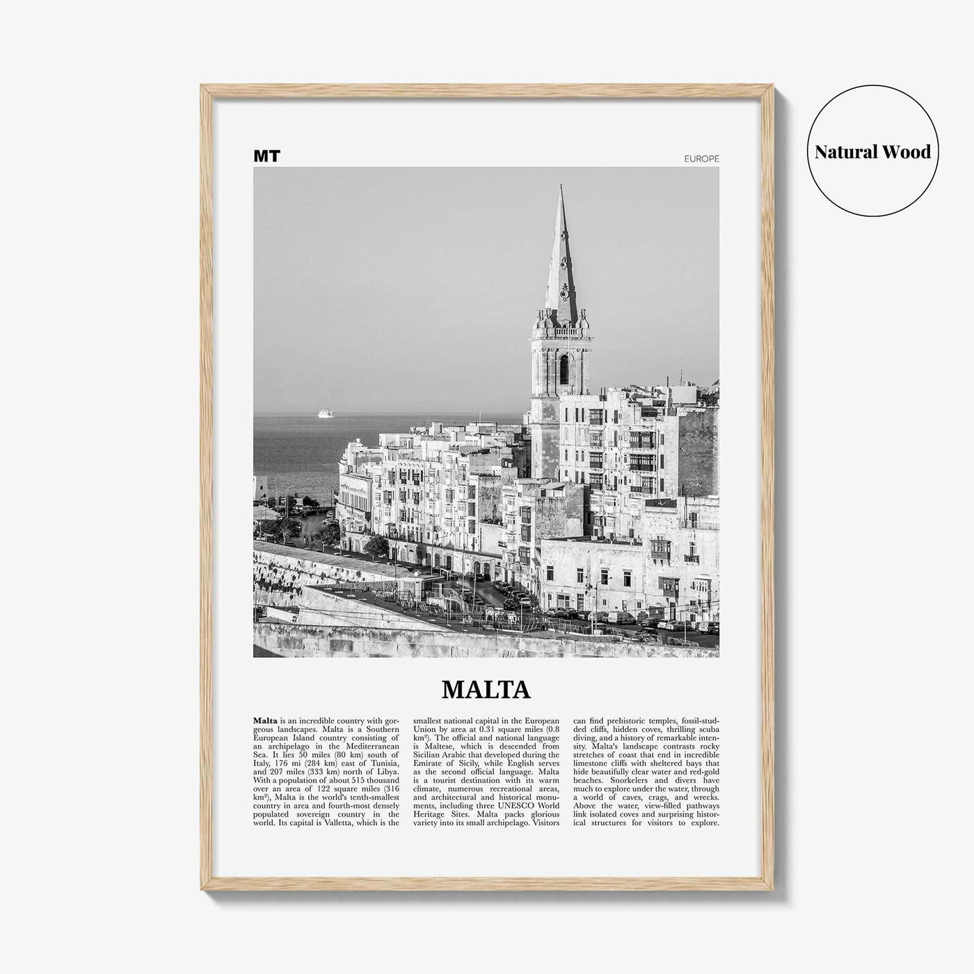 Malta Print Black and White, Malta Wall Art, Malta Poster, Malta Photo, Malta Wall Decor, Valletta, Birkirkara, Europe