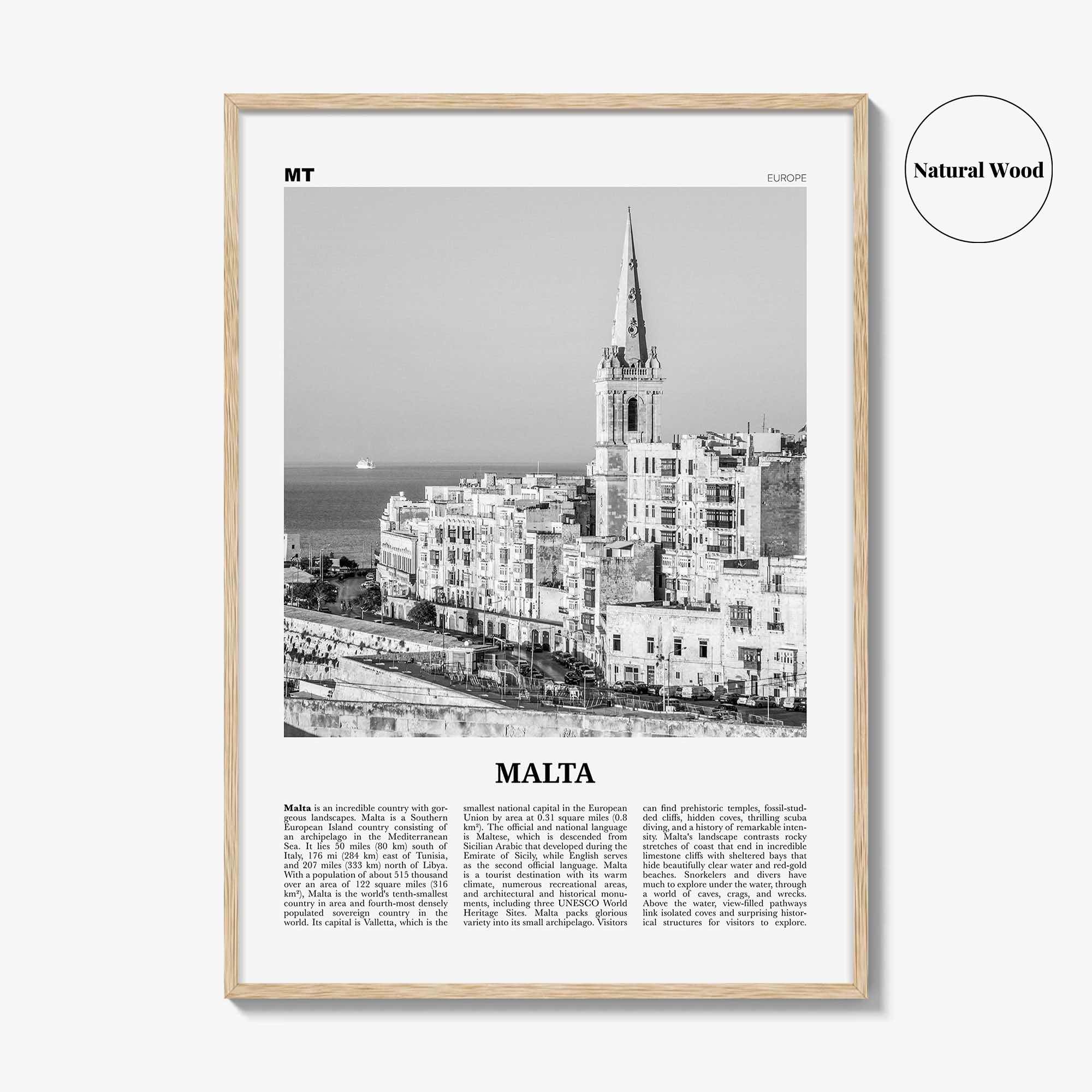 Malta Print Black and White, Malta Wall Art, Malta Poster, Malta Photo, Malta Wall Decor, Valletta, Birkirkara, Europe
