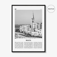 Malta Print Black and White, Malta Wall Art, Malta Poster, Malta Photo, Malta Wall Decor, Valletta, Birkirkara, Europe