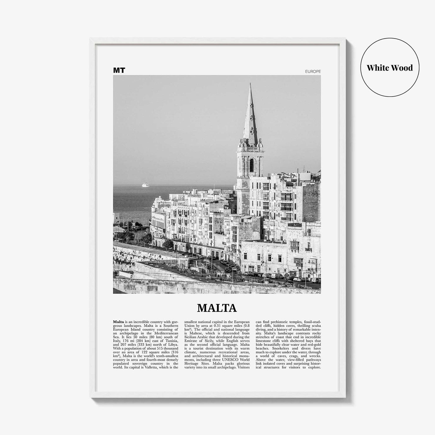 Malta Print Black and White, Malta Wall Art, Malta Poster, Malta Photo, Malta Wall Decor, Valletta, Birkirkara, Europe