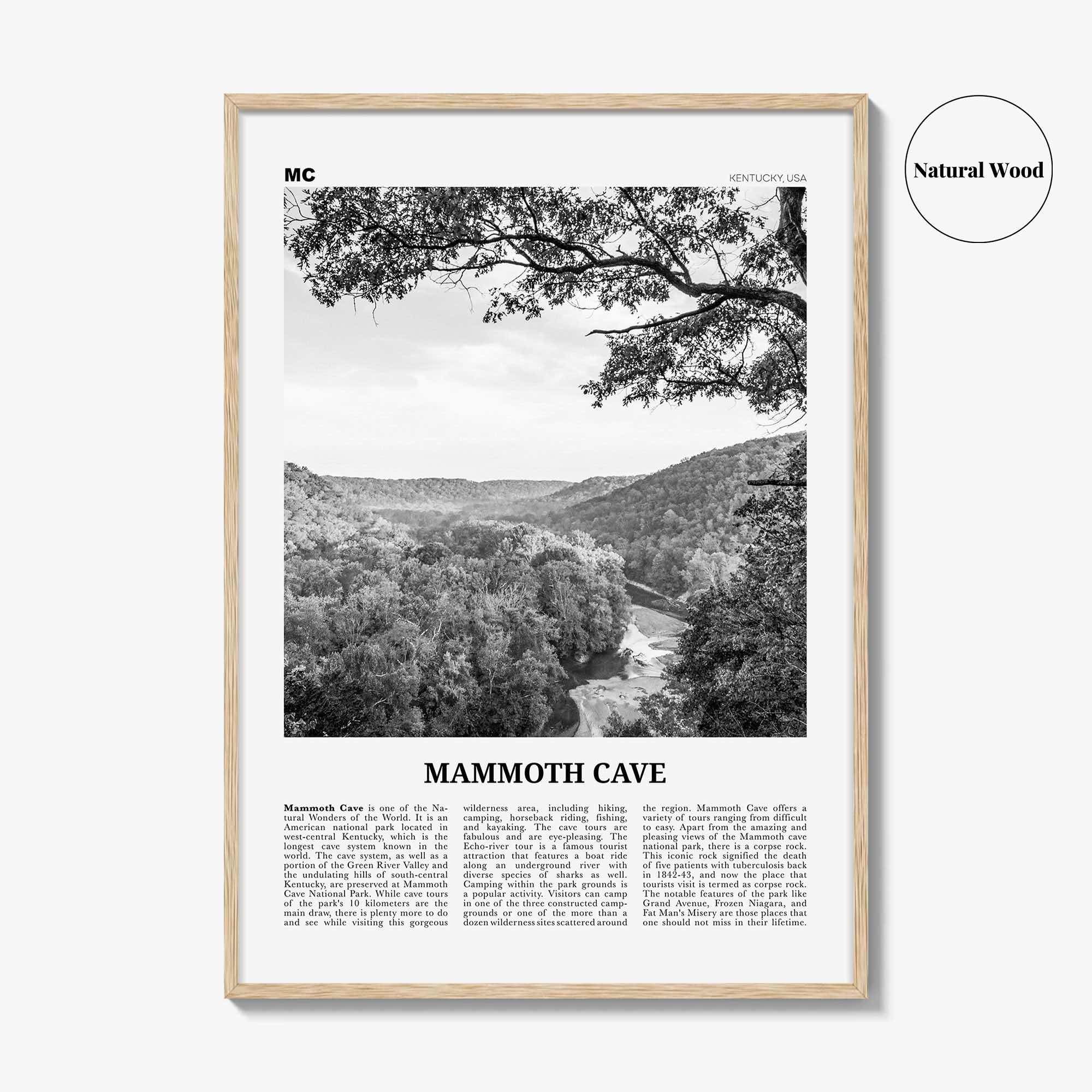 Mammoth Cave Print Black and White, Mammoth Cave Wall Art, Mammoth Cave Poster, Mammoth Cave Photo, Mammoth Cave Wall Décor, Kentucky, USA