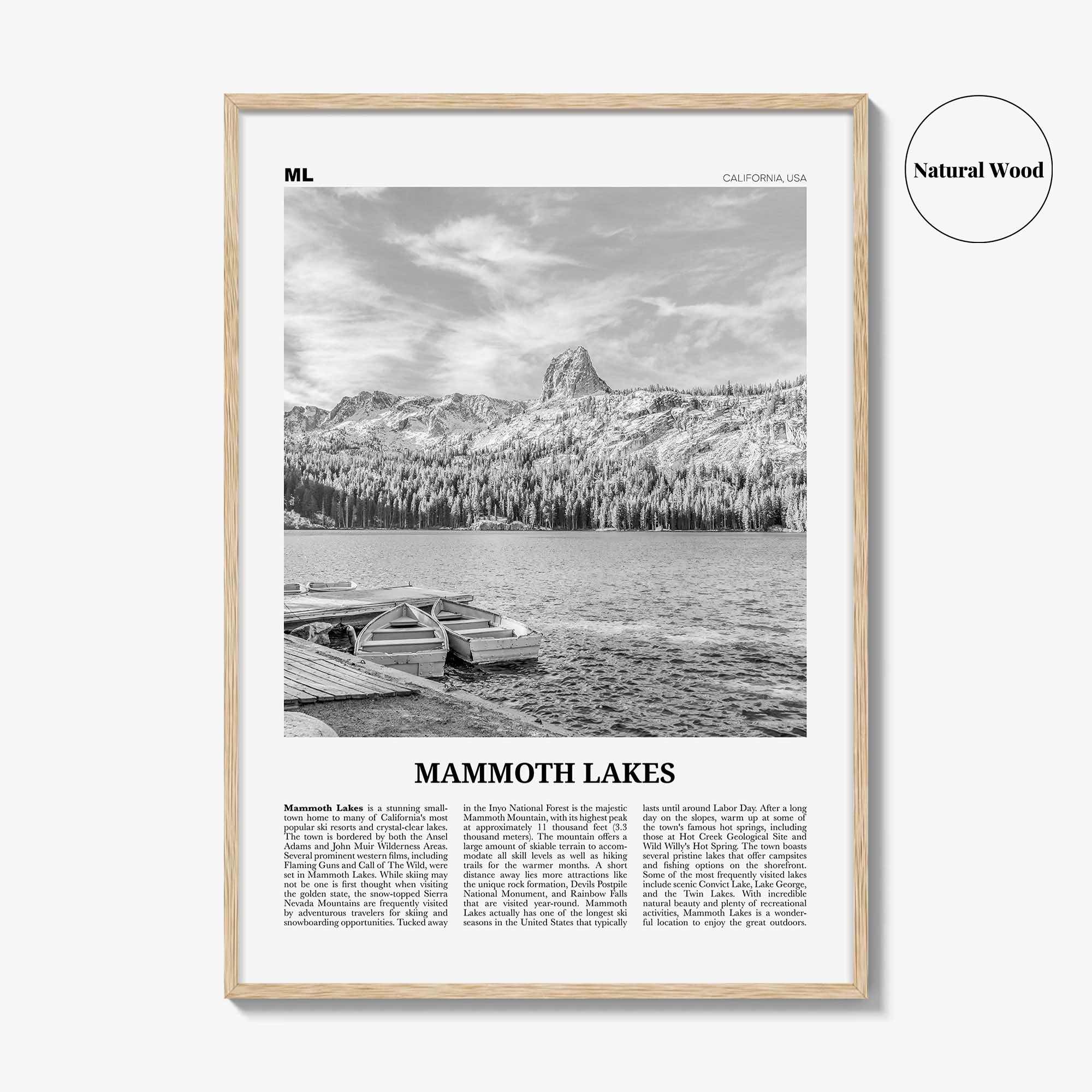 Mammoth Lakes Print Black and White, Mammoth Lakes Wall Art, Mammoth Lakes Poster, Mammoth Lakes Photo, California, USA, United States
