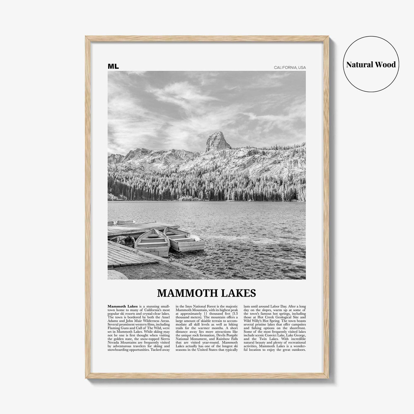 Mammoth Lakes Print Black and White, Mammoth Lakes Wall Art, Mammoth Lakes Poster, Mammoth Lakes Photo, California, USA, United States