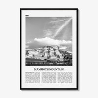 Mammoth Mountain Print Black and White, Mammoth Mountain Wall Art, Mammoth Mountain Poster, Mammoth Mountain, California, USA, United States