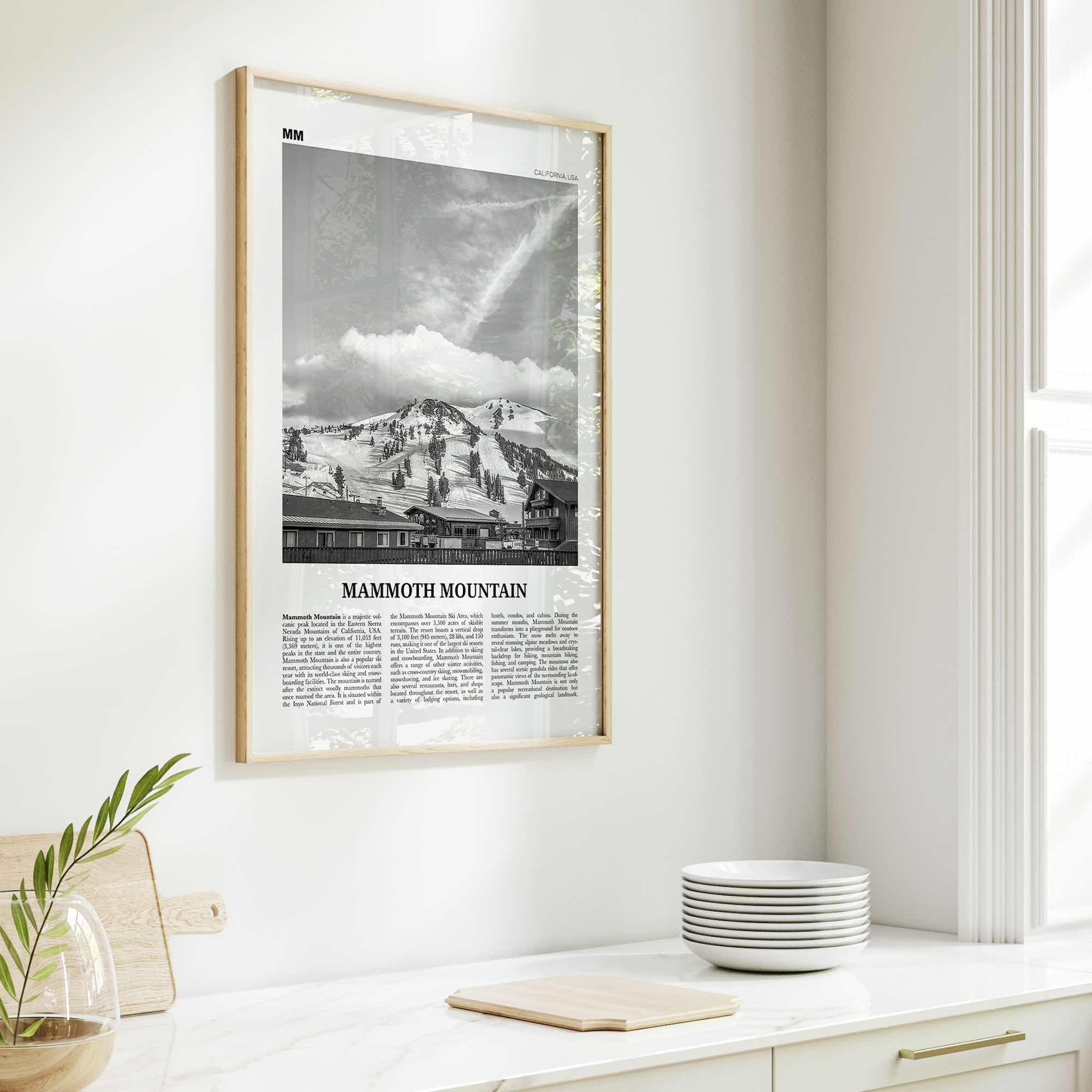 Mammoth Mountain Print Black and White, Mammoth Mountain Wall Art, Mammoth Mountain Poster, Mammoth Mountain, California, USA, United States