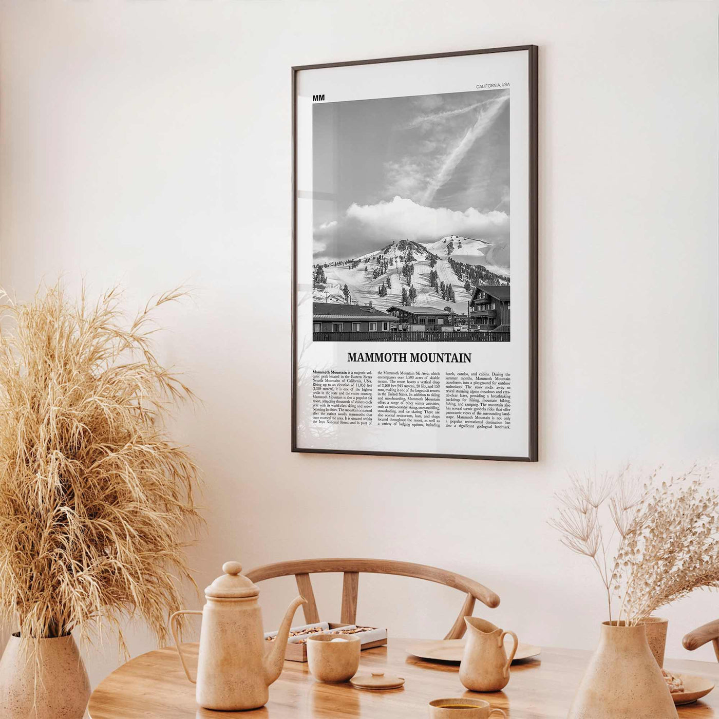 Mammoth Mountain Print Black and White, Mammoth Mountain Wall Art, Mammoth Mountain Poster, Mammoth Mountain, California, USA, United States