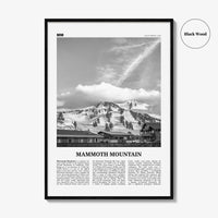 Mammoth Mountain Print Black and White, Mammoth Mountain Wall Art, Mammoth Mountain Poster, Mammoth Mountain, California, USA, United States