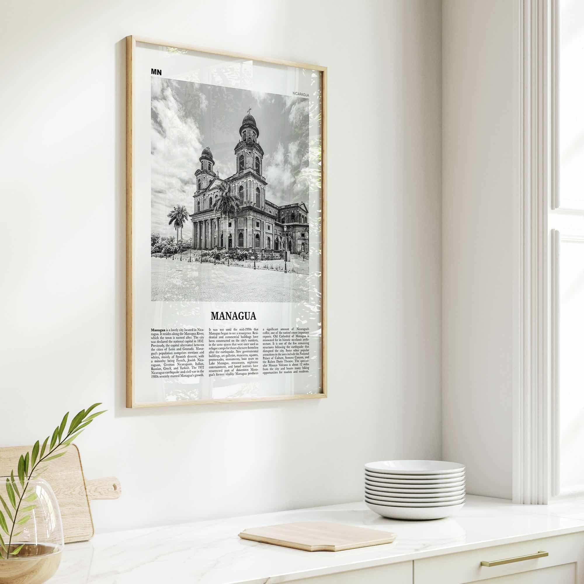 Managua Print Black and White, Managua Wall Art, Managua Poster, Managua Photo, Managua Wall Décor, Nicaragua