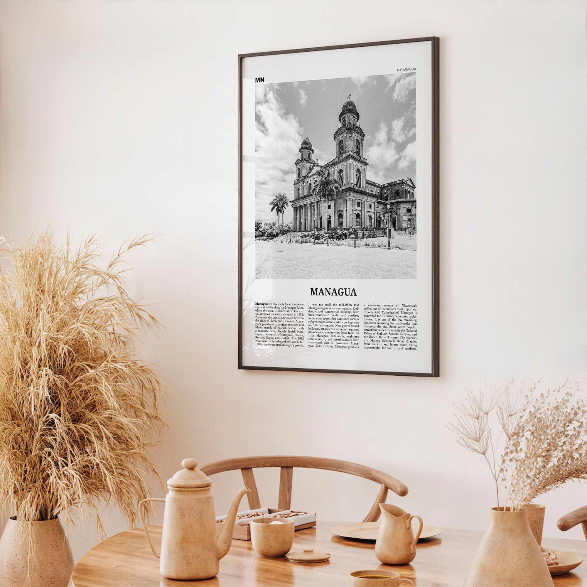 Managua Print Black and White, Managua Wall Art, Managua Poster, Managua Photo, Managua Wall Décor, Nicaragua