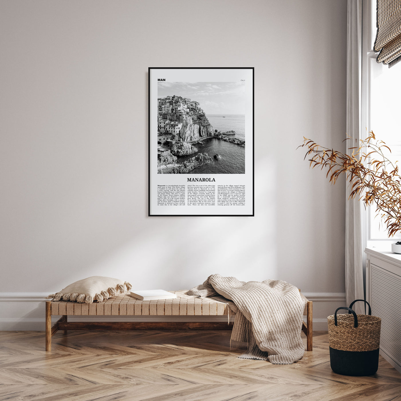 Manarola Travel B&W Poster