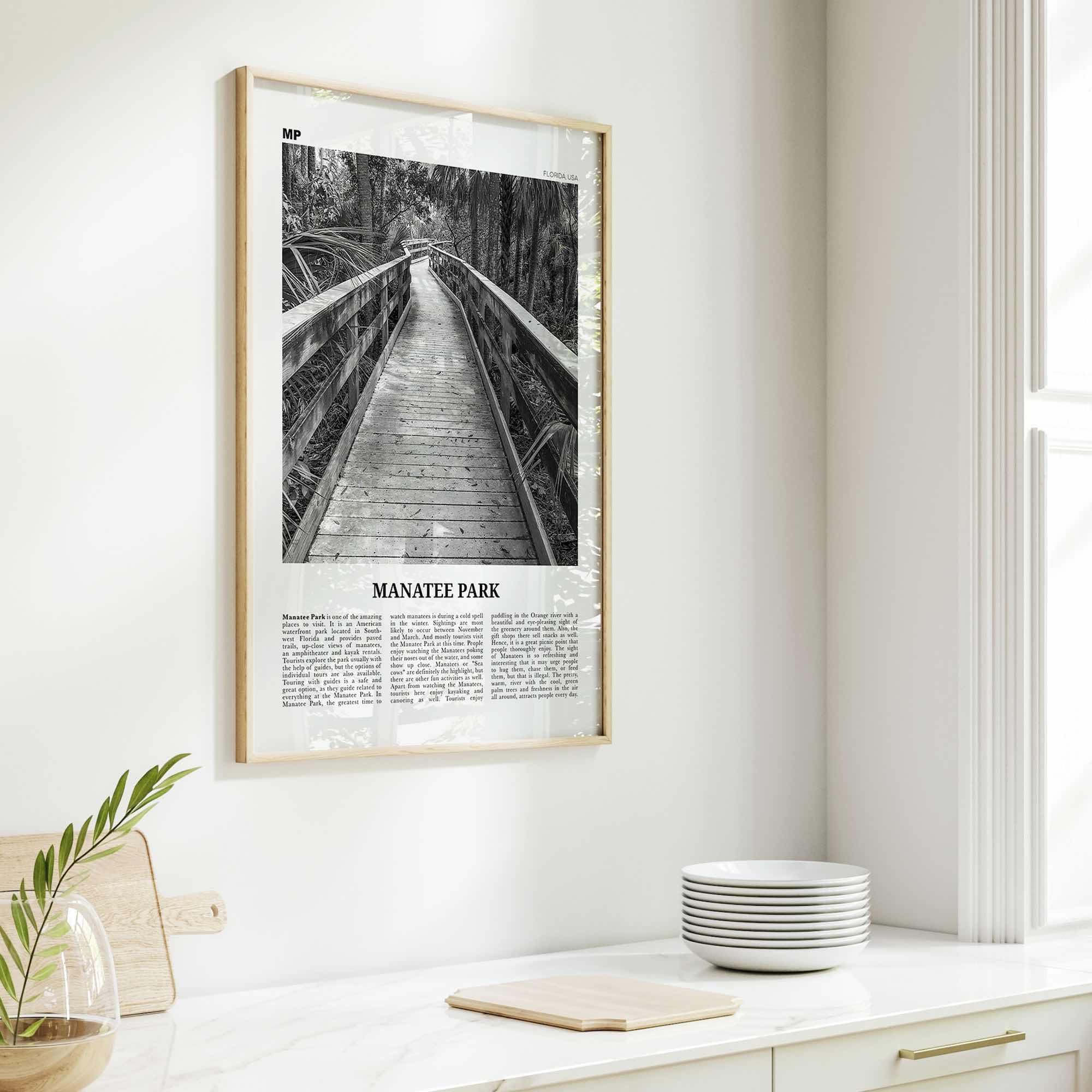 Manatee Park Print Black and White, Manatee Park Wall Art, Manatee Park Poster, Manatee Park Photo, Manatee Park Wall Décor, Florida, USA