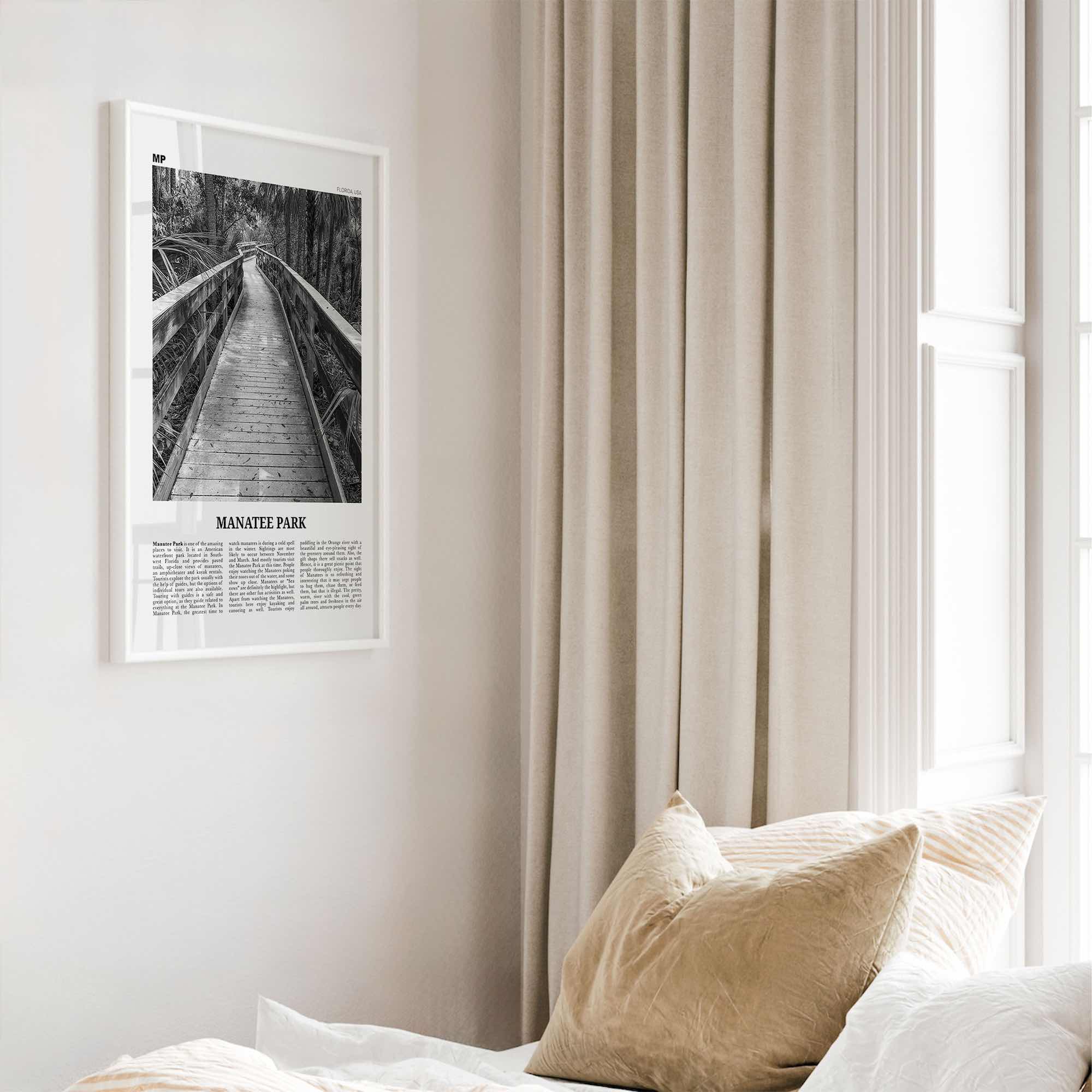 Manatee Park Print Black and White, Manatee Park Wall Art, Manatee Park Poster, Manatee Park Photo, Manatee Park Wall Décor, Florida, USA