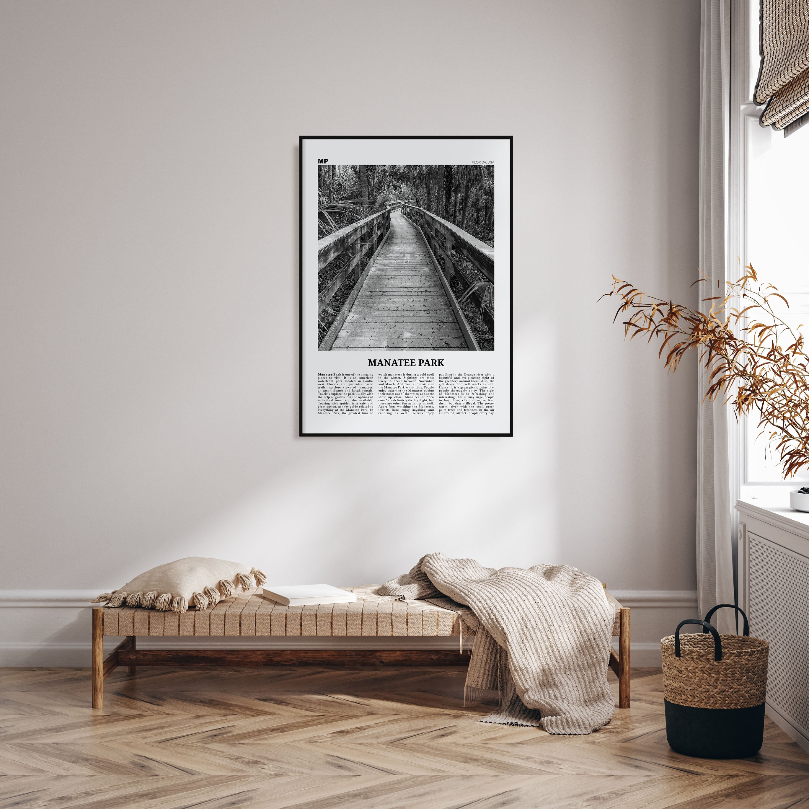 Manatee Park Travel B&W Poster