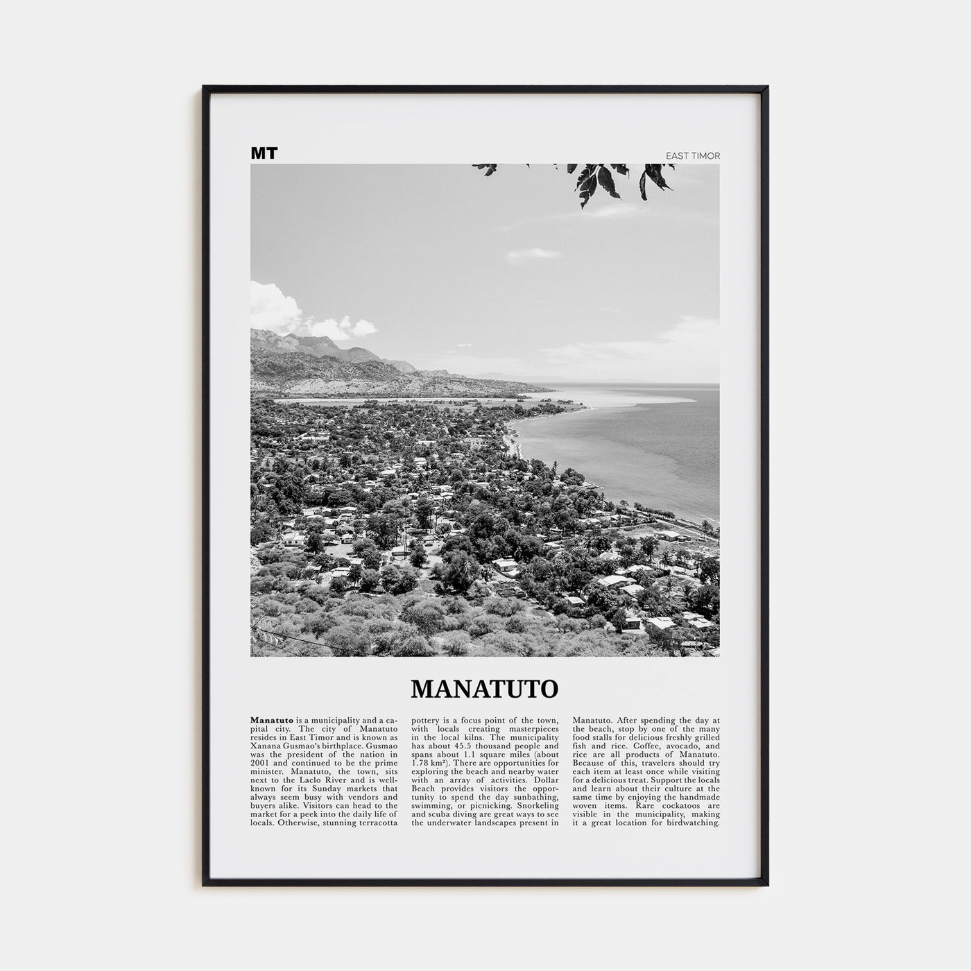 Manatuto Travel B&W Poster