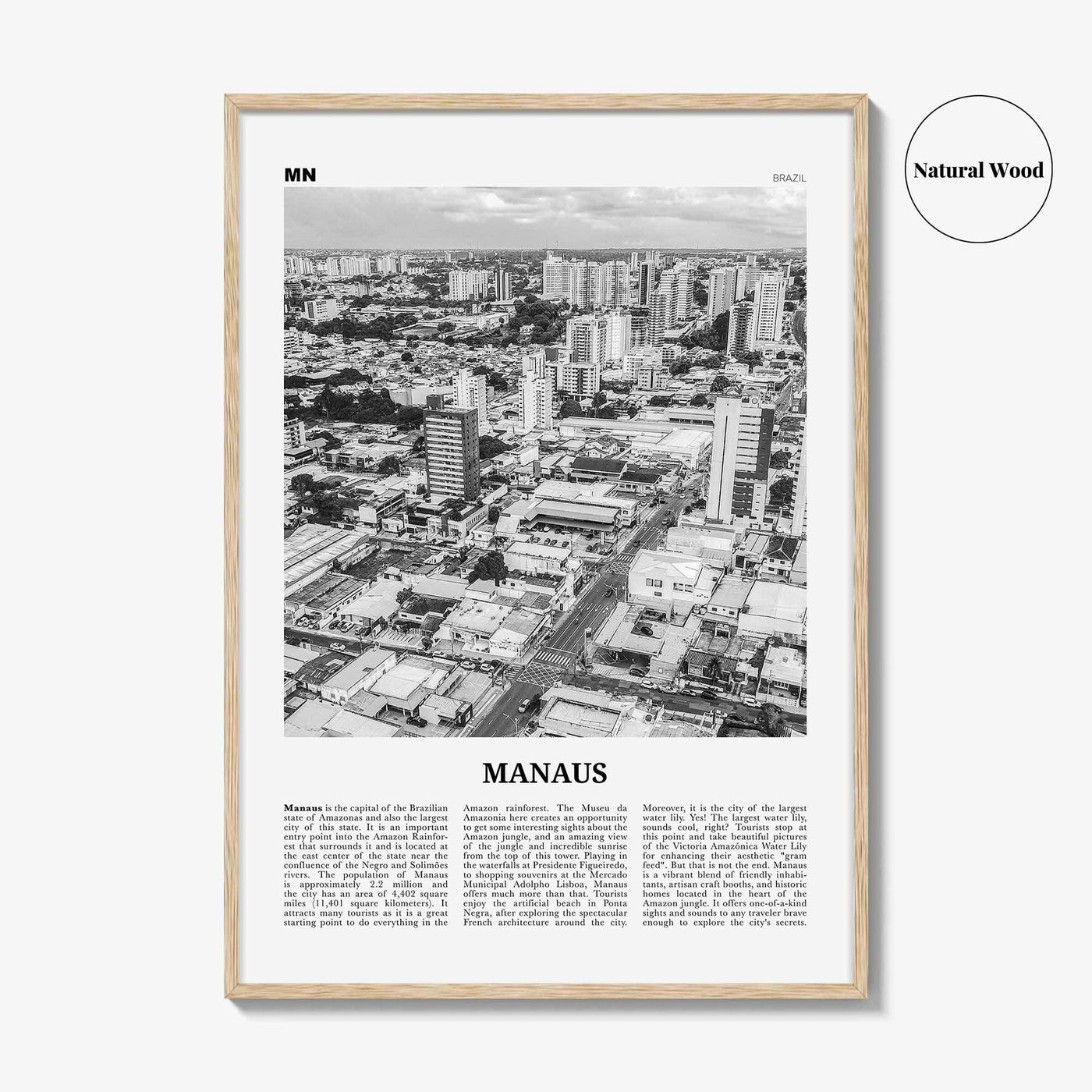 Manaus Print Black and White, Manaus Wall Art, Manaus Poster, Manaus Photo, Manaus Wall Décor, Manaus Map, Brazil