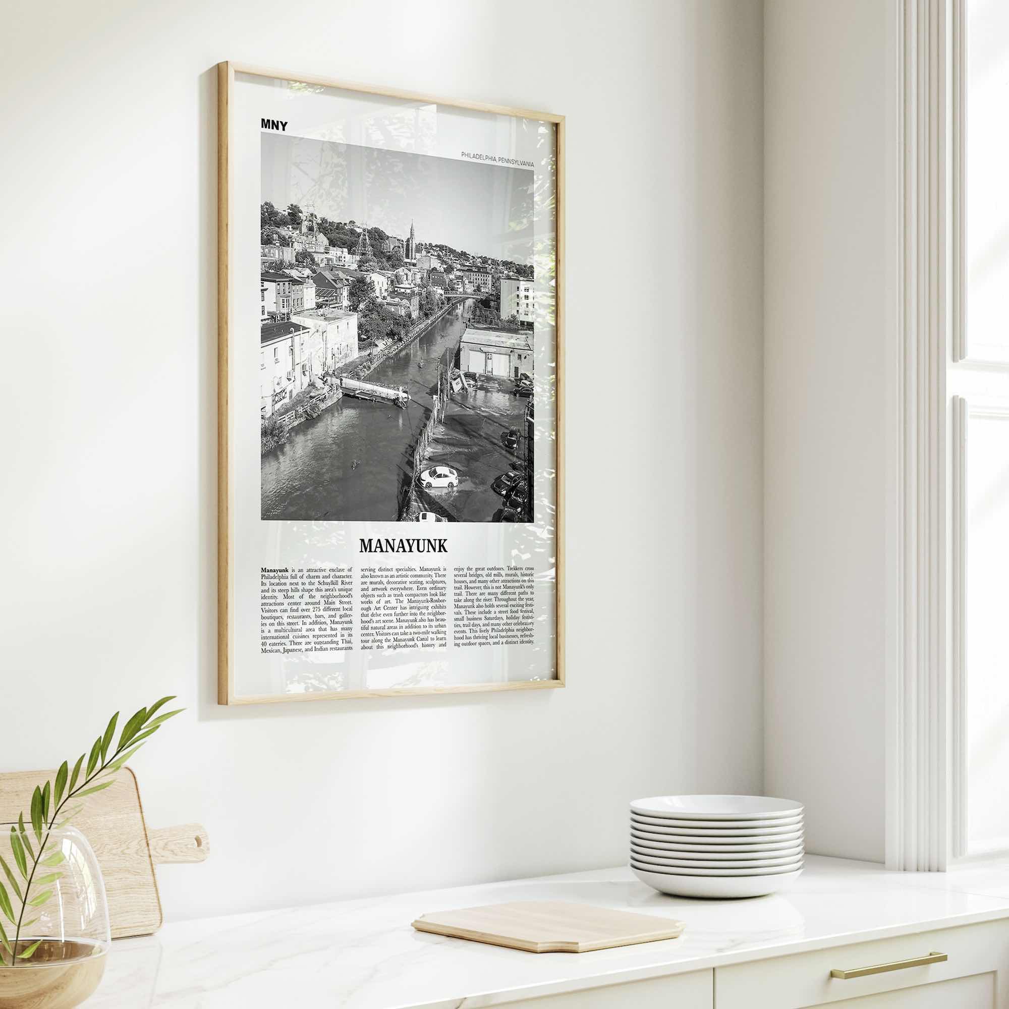 Manayunk Print Black and White, Manayunk Wall Art, Manayunk Poster, Manayunk Photo, Manayunk Map, Manayunk Decor, Philadelphia, Pennsylvania